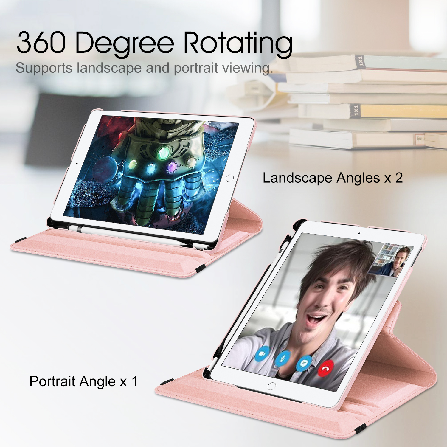 2019), Roségold Bookcover, Apple, iPad (8. und 7 FINTIE / Hülle, Zoll Generation, Modell 10.2 2020