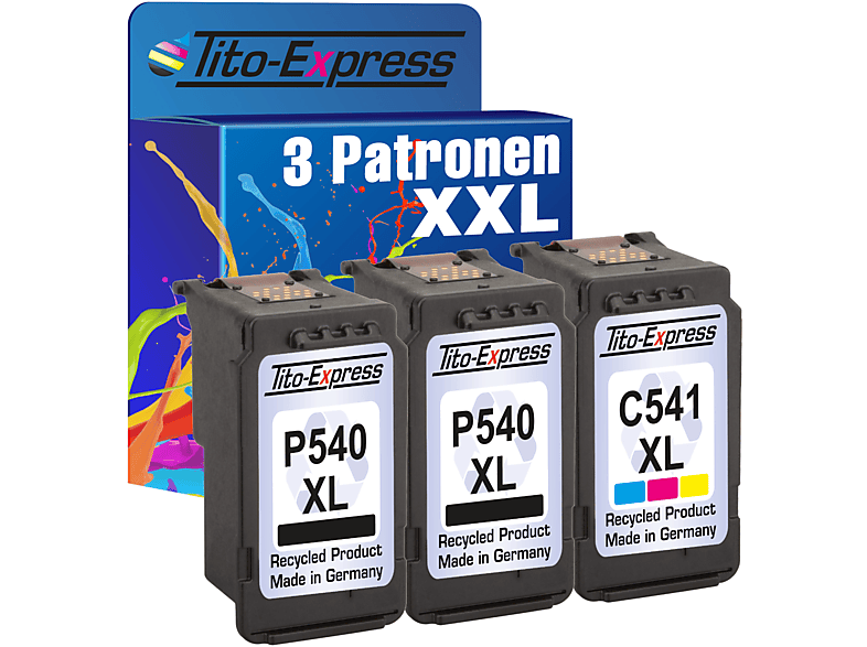 TITO-EXPRESS PLATINUMSERIE 3er Set ersetzt Canon PG-540 XL CL-541 XL Tintenpatronen Black, Cyan, Magenta, Yellow (5222B005 5226B005)