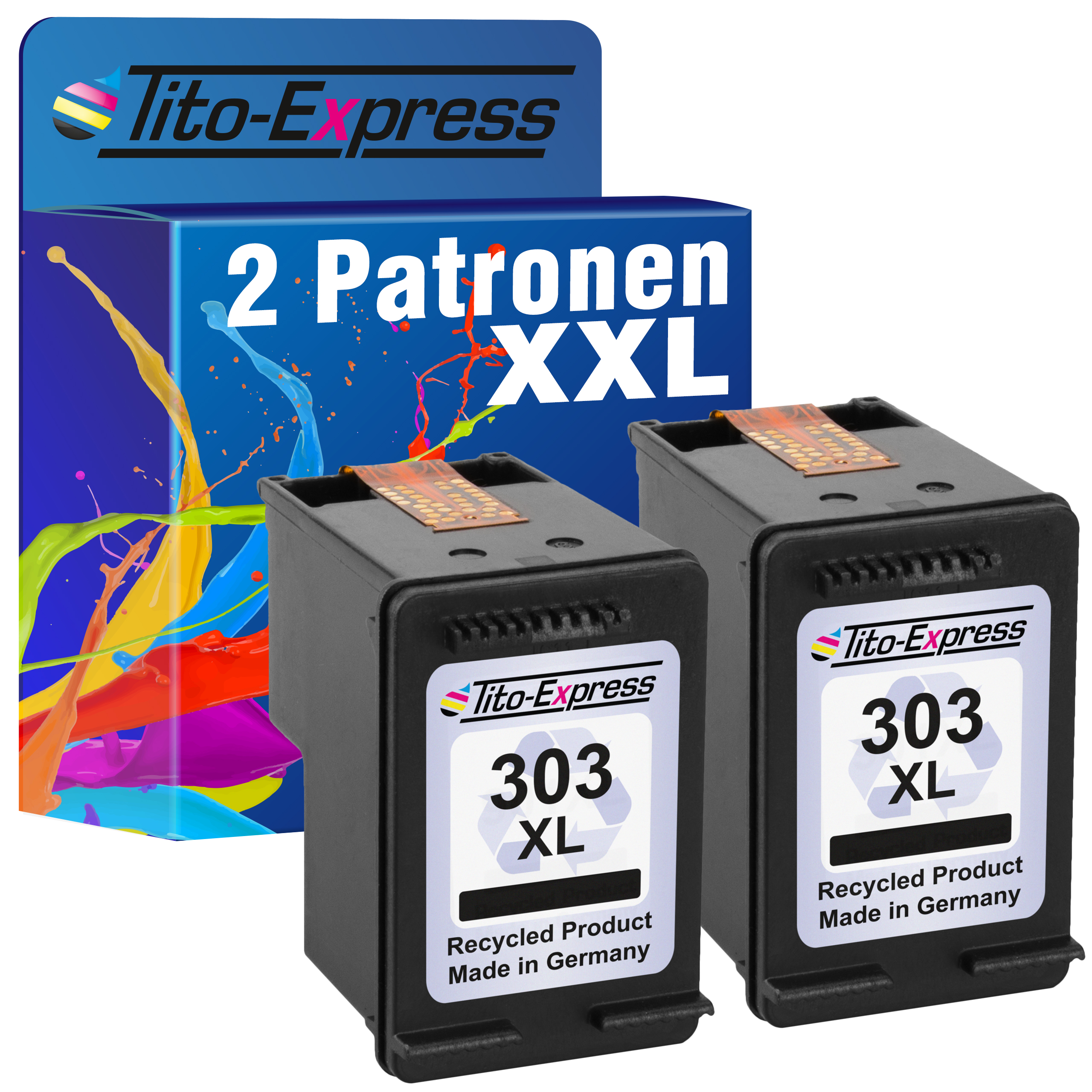 (T6N04AE) ersetzt Set PLATINUMSERIE Tintenpatronen Black 2er XL HP 303 TITO-EXPRESS