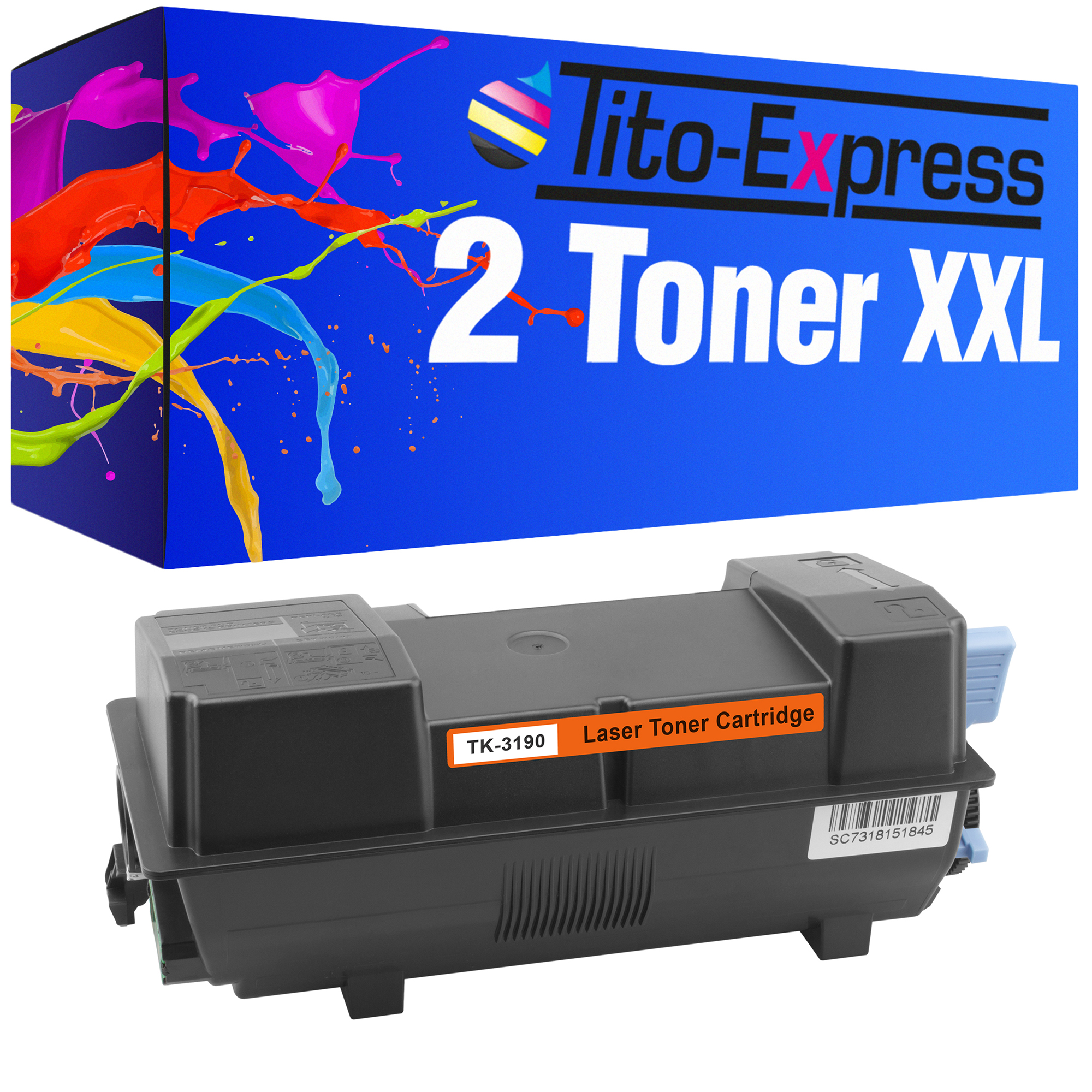 2 TITO-EXPRESS Toner ersetzt Kyocera PLATINUMSERIE TK-3190 (1T02T60NL0) Toner black