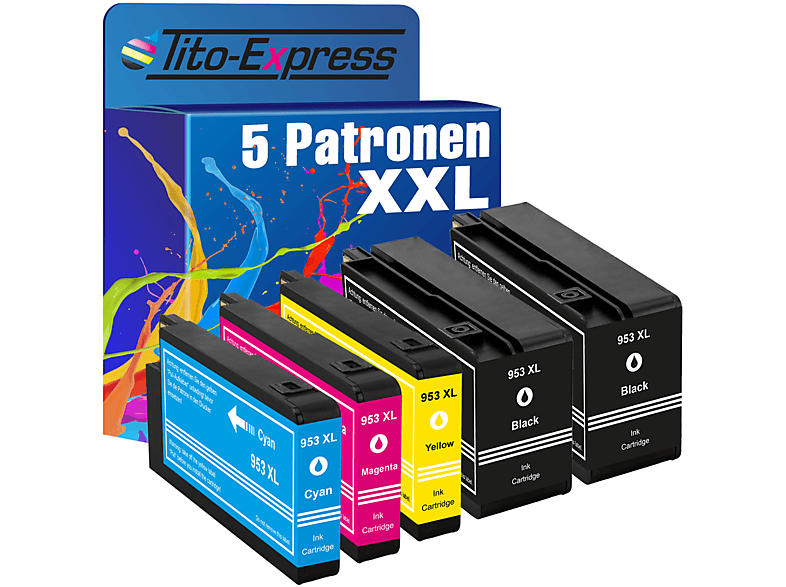 HP Yellow, Cyan, PLATINUMSERIE 5er Set Magenta XL ersetzt Black, Tintenpatronen 953 (3HZ52AE) TITO-EXPRESS