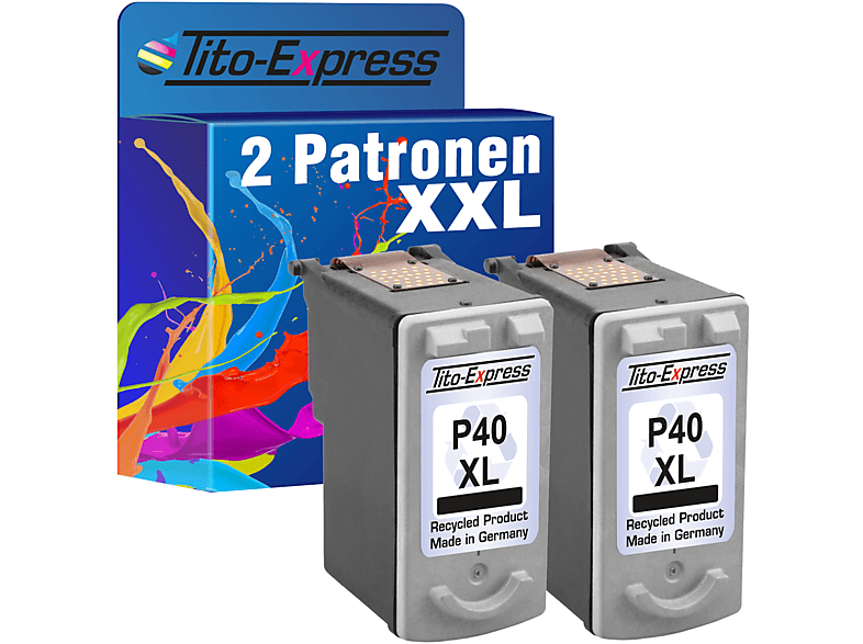 TITO-EXPRESS PLATINUMSERIE 2er (0615B001) Tintenpatronen Black Set ersetzt XL PG-40 Canon