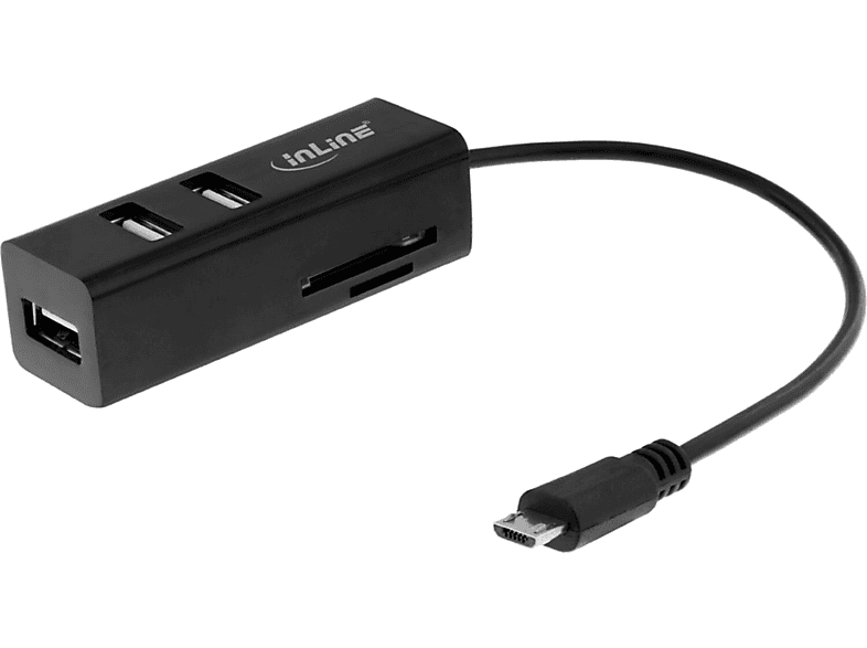 INLINE InLine OTG Card Reader und Hub mit 3 USB 2.0 Ports Steckadapter