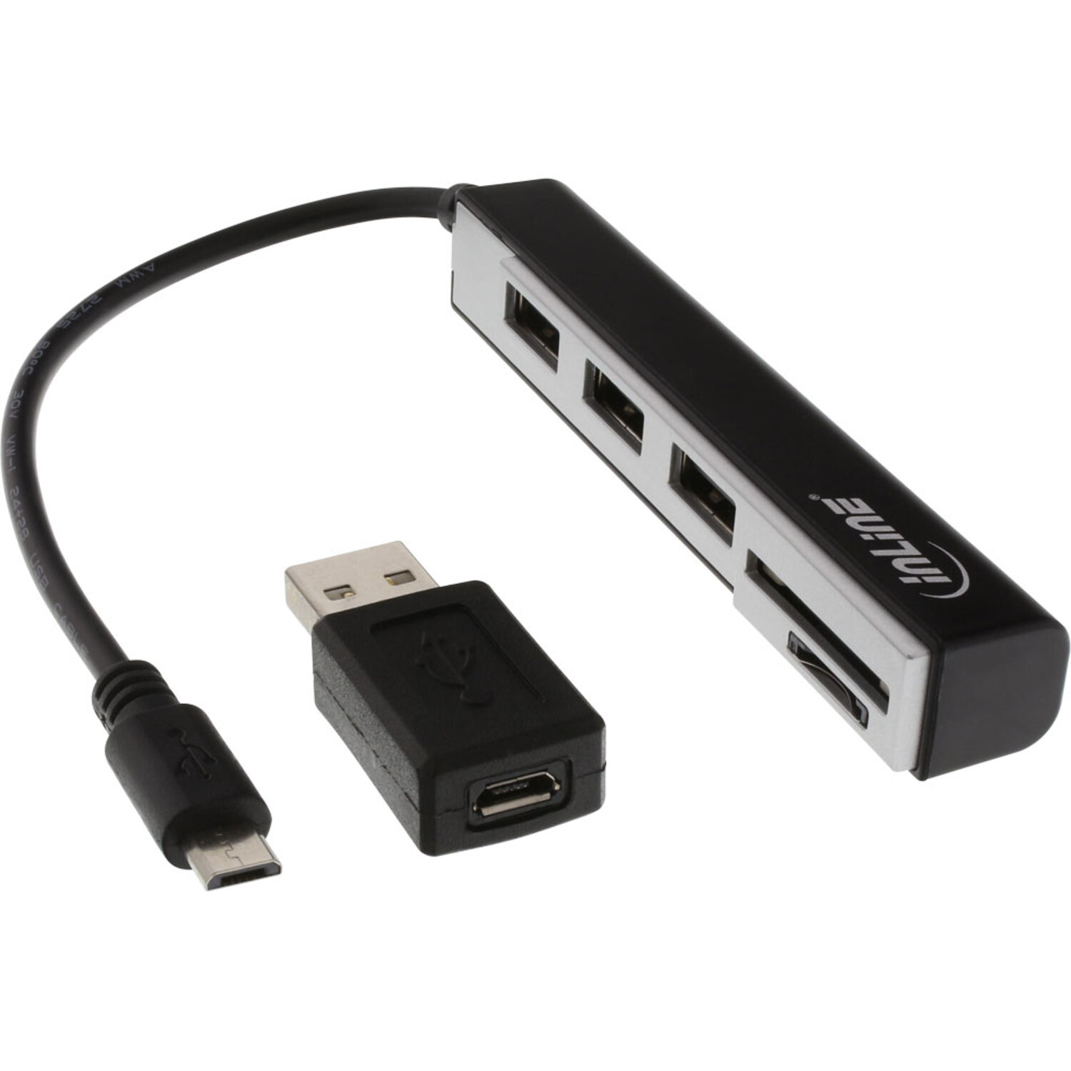2.0 SDXC / mehrfarbig & INLINE USB Cardreader 3-fach USB InLine® OTG, Hub, USB mit OTG und für