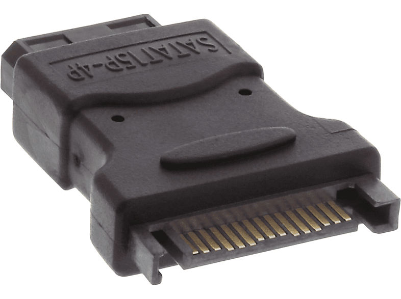 INLINE InLine® SATA Stromadapter, 4pol / micro Buchse 15pol SATA zu 1x Stecker zu 5,25 schwarz an / eSATA SATA