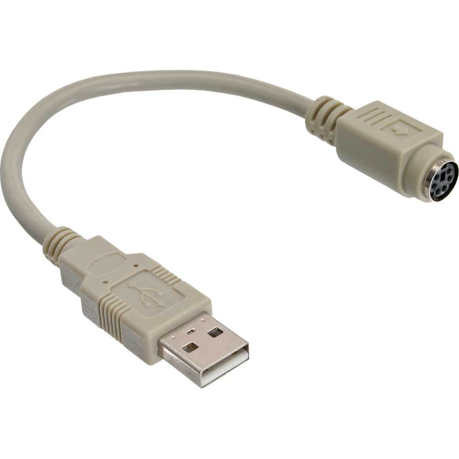 INLINE USB USB zu Buchse / PS/2, auf PS/2 InLine® Konverter Stecker Kabel, USB beige Adapter A