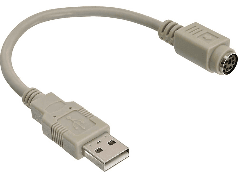 INLINE InLine® USB Adapter Kabel, USB Stecker A auf PS/2 Buchse / Konverter USB zu PS/2, beige