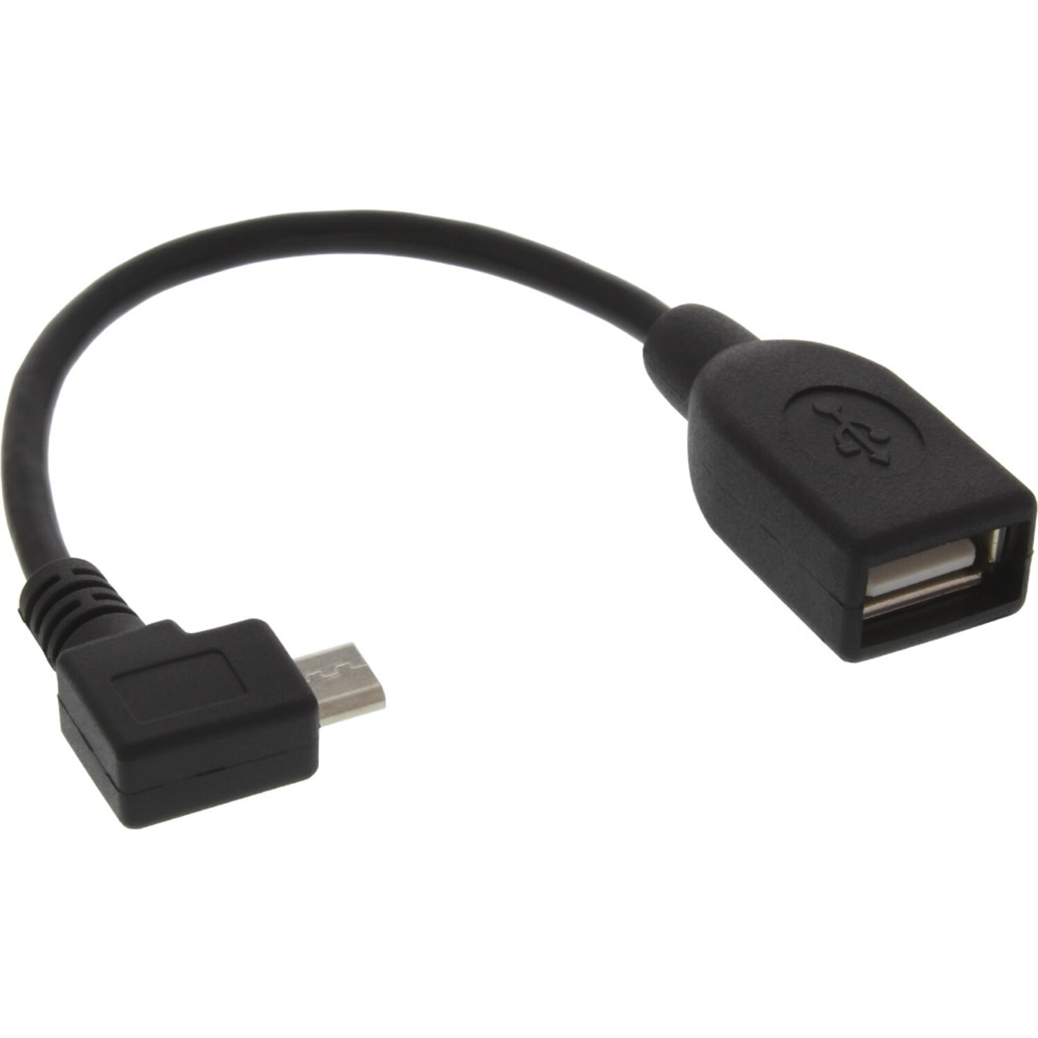 USB gewinkelt Micro-USB OTG INLINE Stecker Adapterkabel, InLine® an OTG, USB Micro-B schwarz