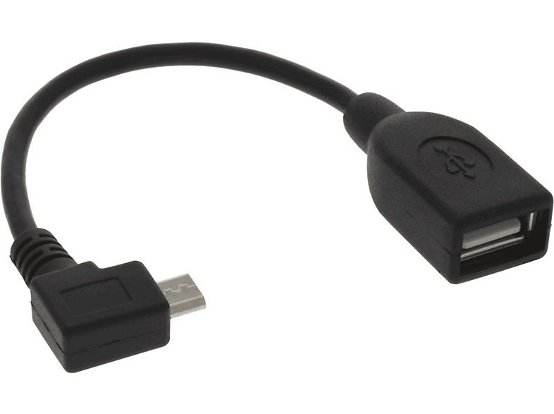 Micro-B Adapterkabel, INLINE Micro-USB USB OTG, OTG USB an Stecker gewinkelt InLine® schwarz