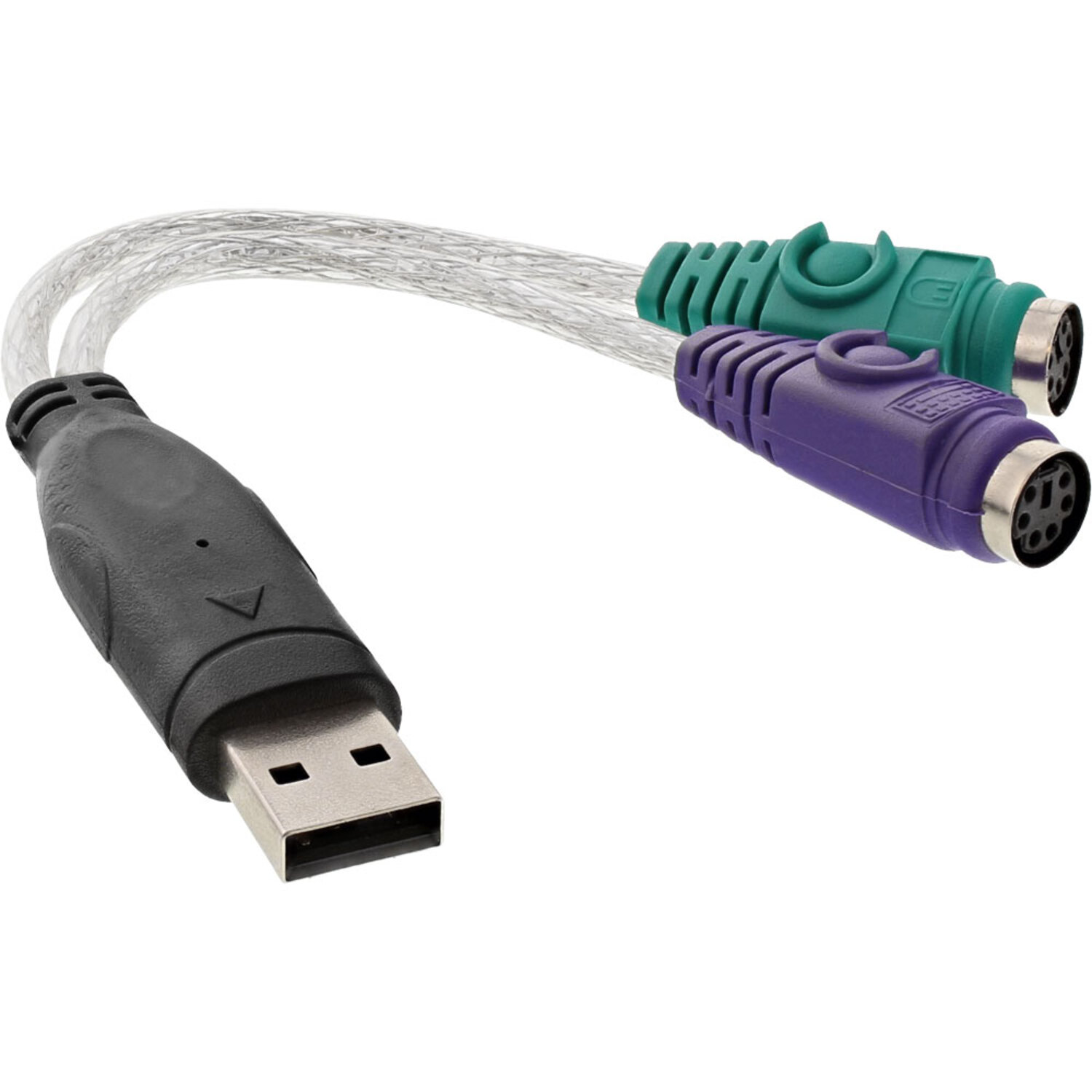 für USB Buchse Maus an zu und Konverter, USB PS/2, 2x Stecker zu USB PS/2 INLINE InLine® transparent
