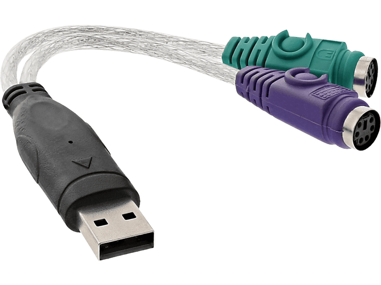 für USB Buchse Maus an zu und Konverter, USB PS/2, 2x Stecker zu USB PS/2 INLINE InLine® transparent