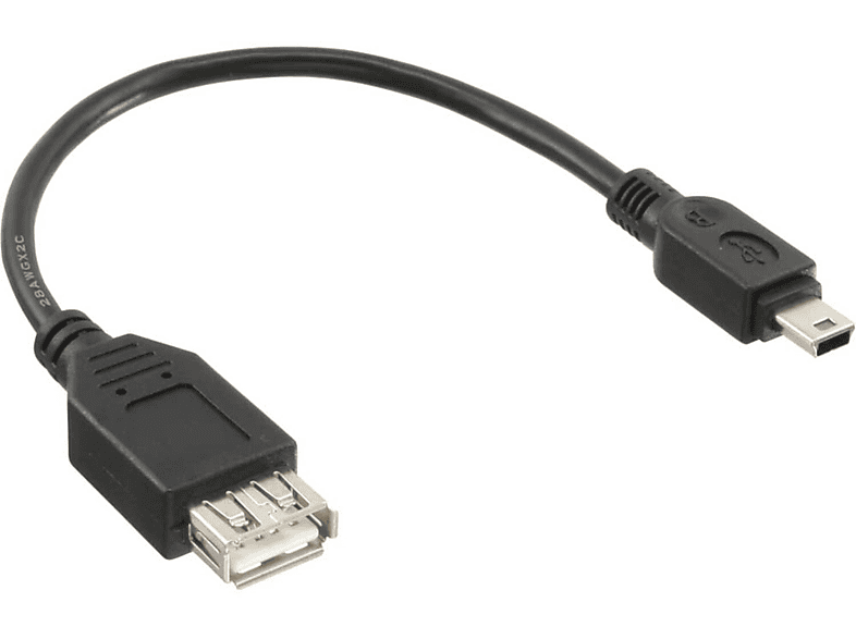 INLINE InLine® USB 2.0 Adapterkabel, Buchse A auf Mini-5-pol. Stecker, 0,2m USB 2.0 Adapter, schwarz