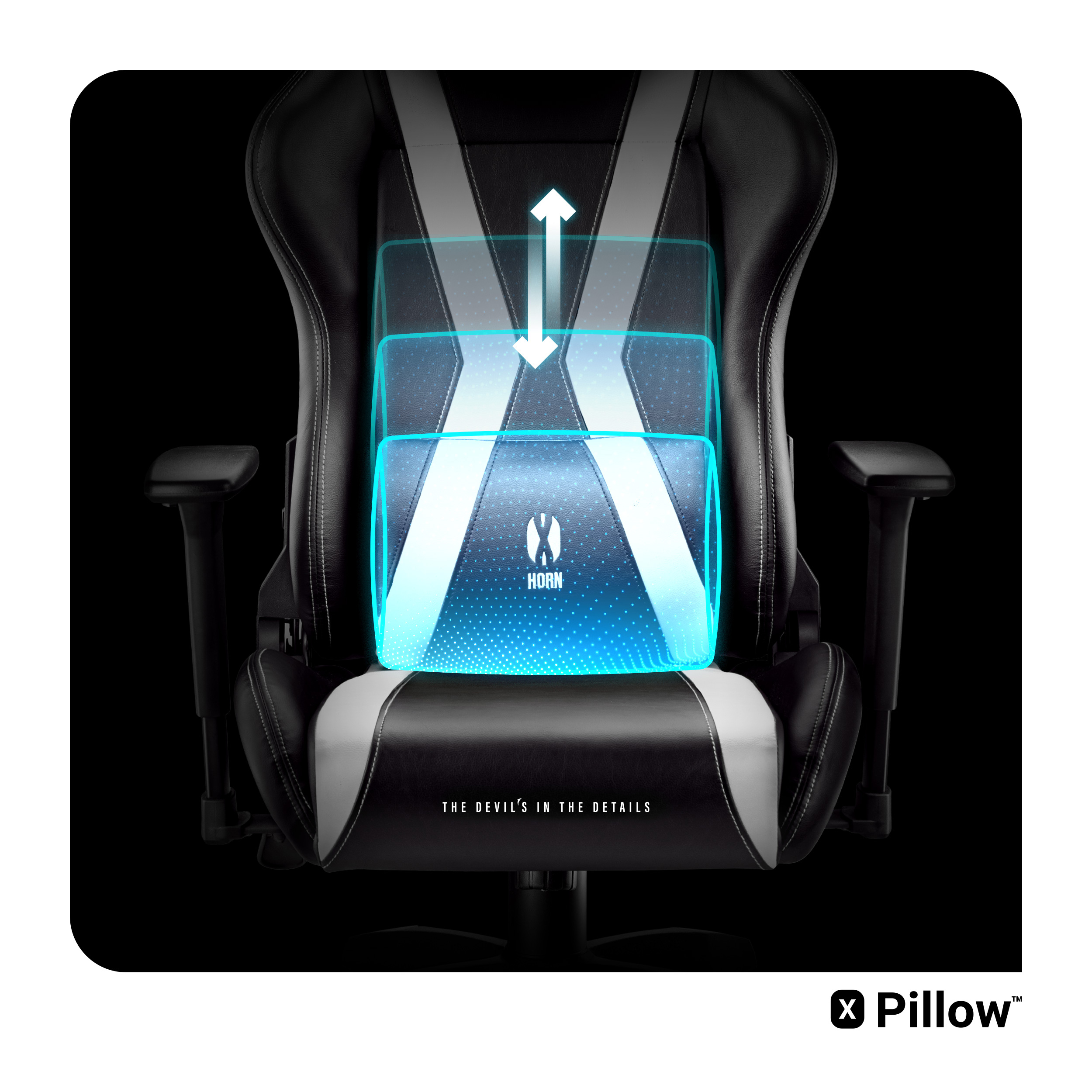DIABLO CHAIRS NORMAL STUHL X-HORN Gaming black/white GAMING Chair, 2.0
