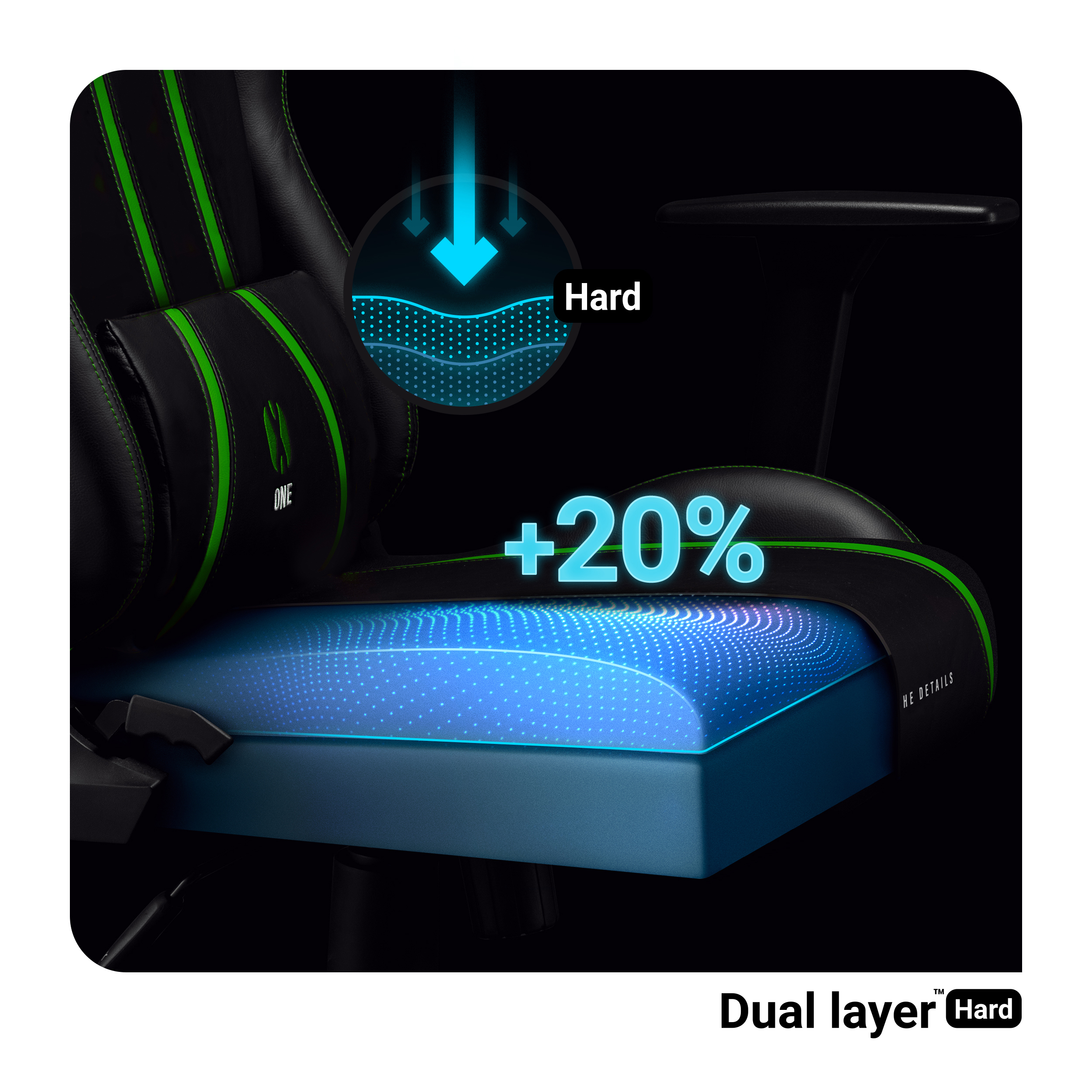 Fotel gamingowy. Schemat kolorów niebieskiego i czarnego. Nakładka tekstowa dla twardego i +20%.