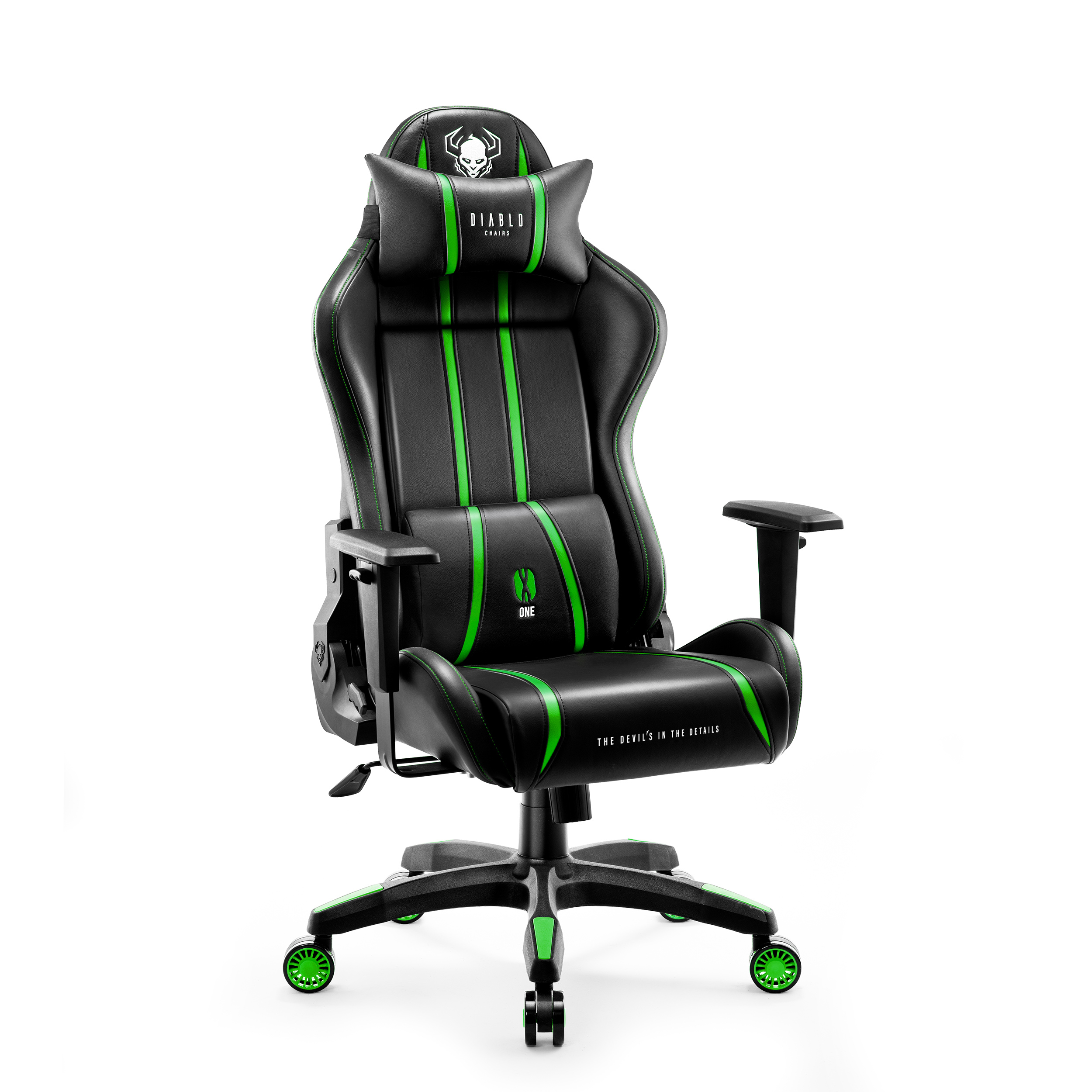 GAMING STUHL black/green Gaming CHAIRS Chair, X-ONE NORMAL 2.0 DIABLO