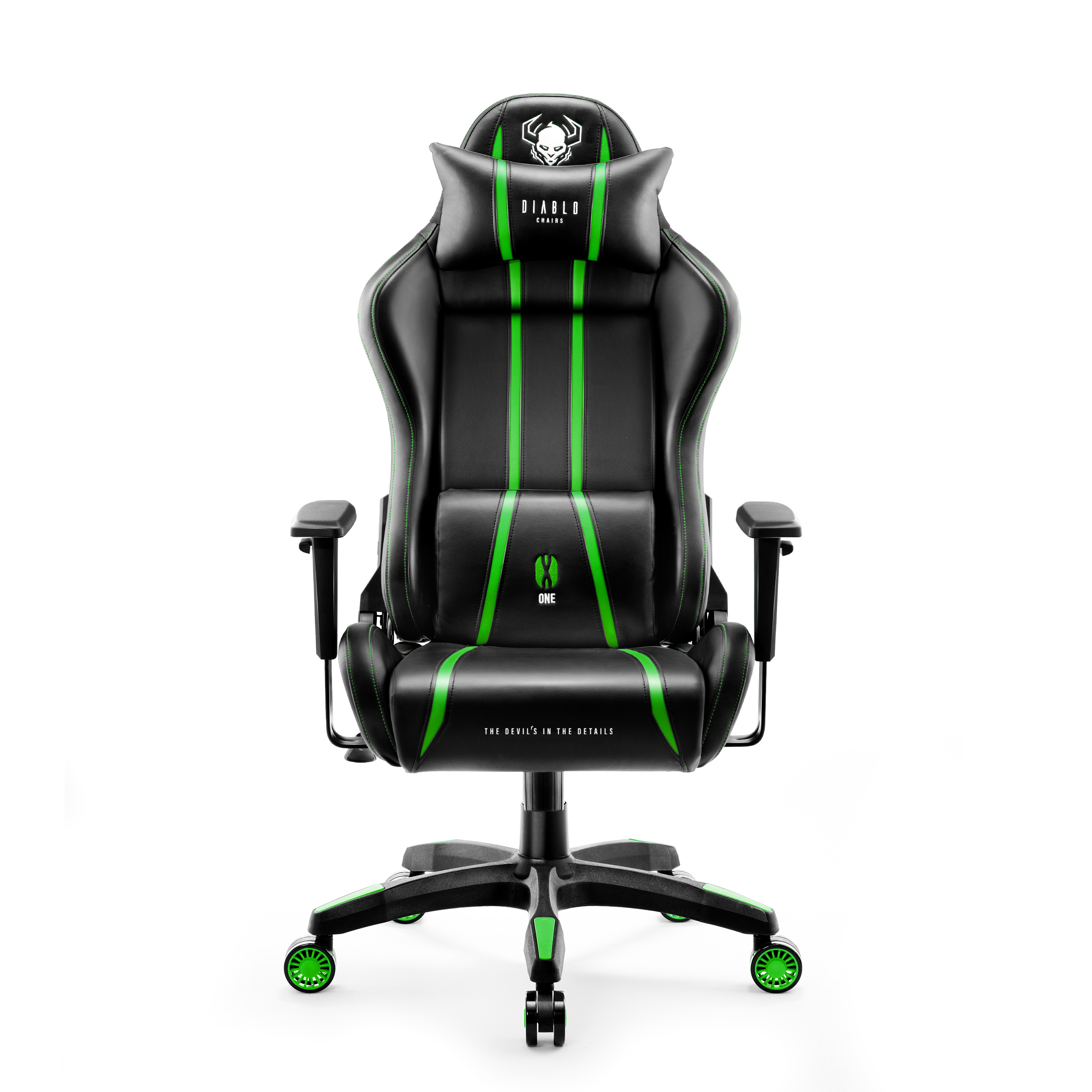 GAMING STUHL black/green Gaming CHAIRS Chair, X-ONE NORMAL 2.0 DIABLO