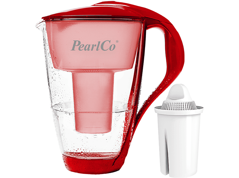 PEARLCO Glas-Wasserfilter rot 1 Universal inkl. Filterkartusche Wasserfilter
