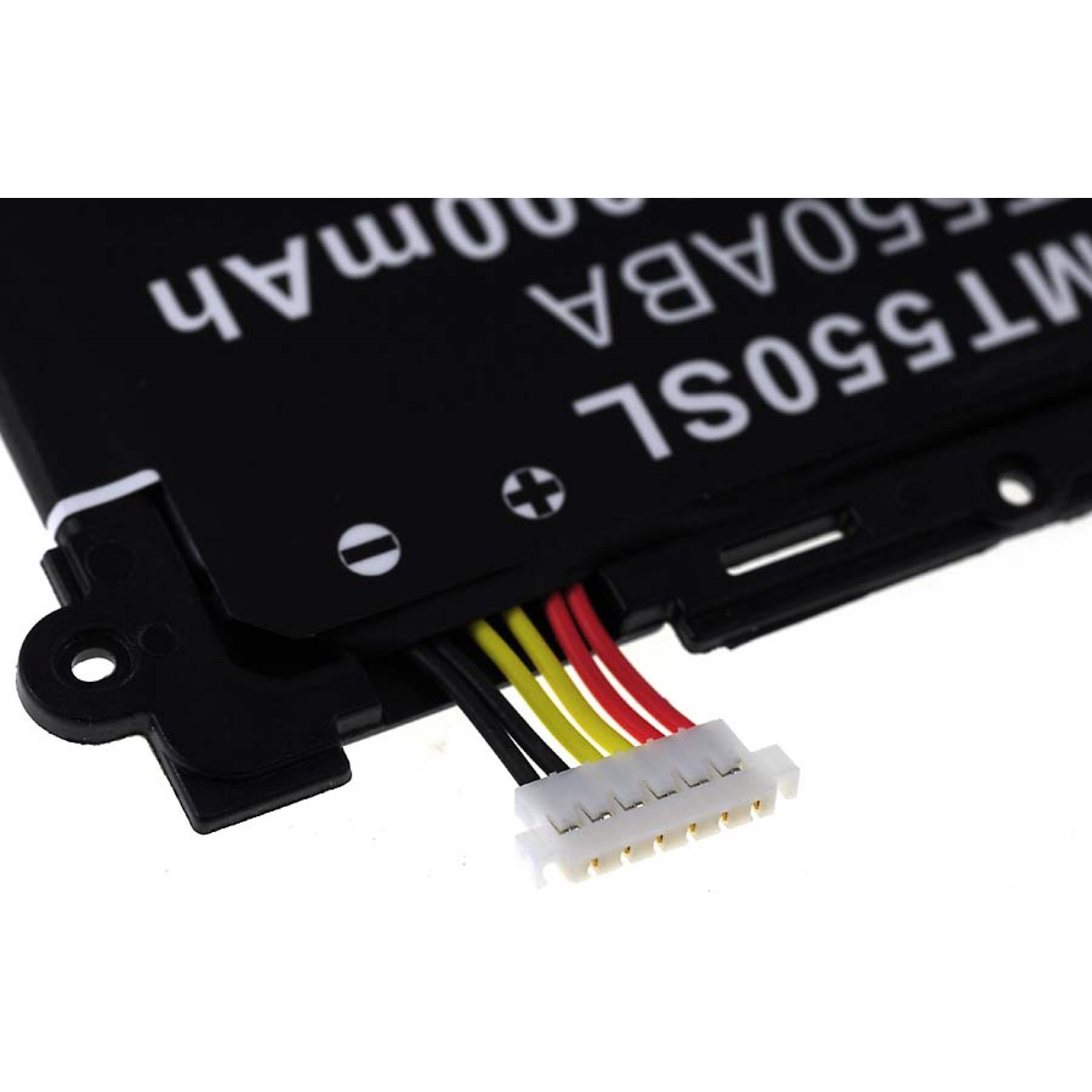 Batería con cables y conector, etiquetada MT550SL 50ABA 00mah.