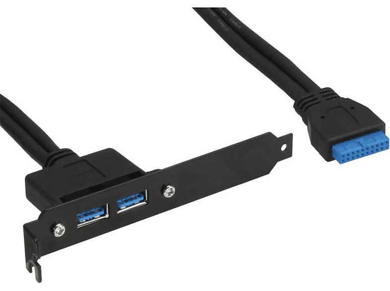 intern 3.0, Buchse USB 2x 0,5m INLINE Slotblech Installation InLine® Slotbleche auf USB