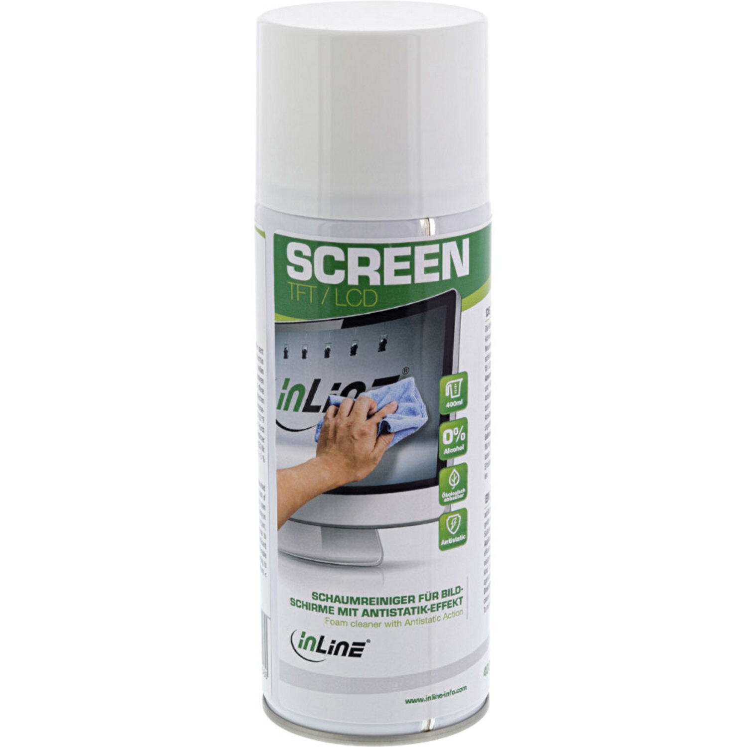 INLINE InLine® Schaumreiniger für Bildschirme Antistatik-Effekt, mit 400ml Reinigung