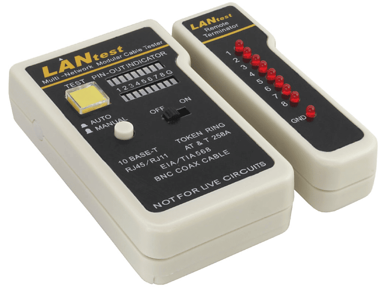 RJ45 / Messgeräte Tasche Installation Tester / für INLINE / mit Test- RJ11, InLine® BNC, Test-