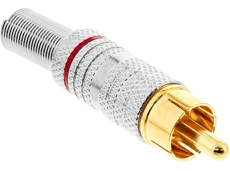 INLINE InLine® Cinchstecker Bauteile Lötversion, Ring 6mm Metall rot, Konfektion / / silber, für