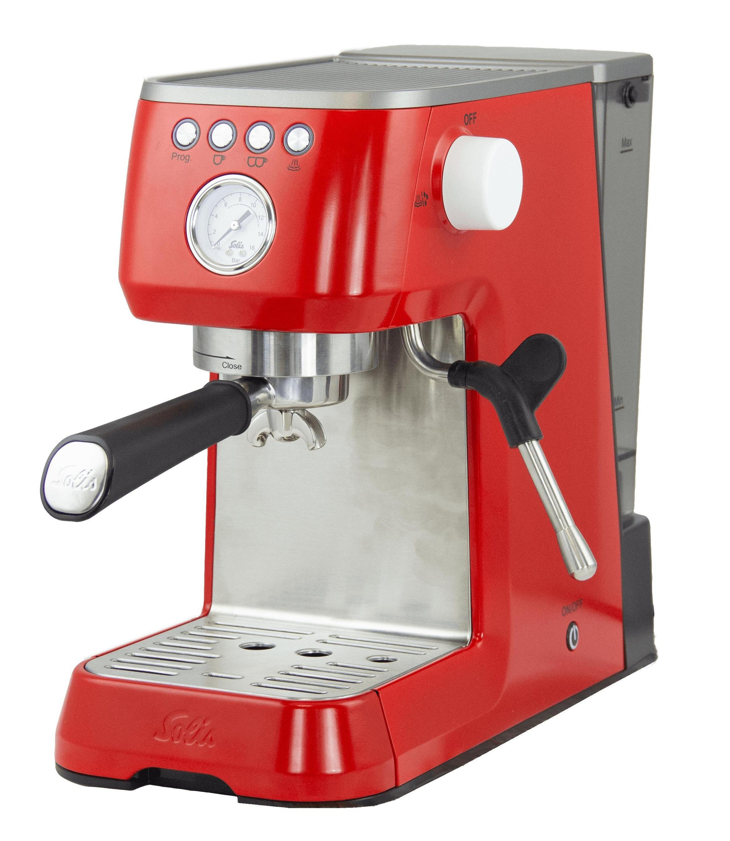 Perfetta Barista Rot Espressomaschine SOLIS | Milchaufschäumer OF SWITZERLAND 1170 Siebträgermaschine Plus |