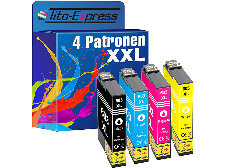 TITO-EXPRESS PLATINUMSERIE 4er Set ersetzt Epson 603 XL Tintenpatronen Black, Cyan, Magenta, Yellow (C 13 T 03A64010)