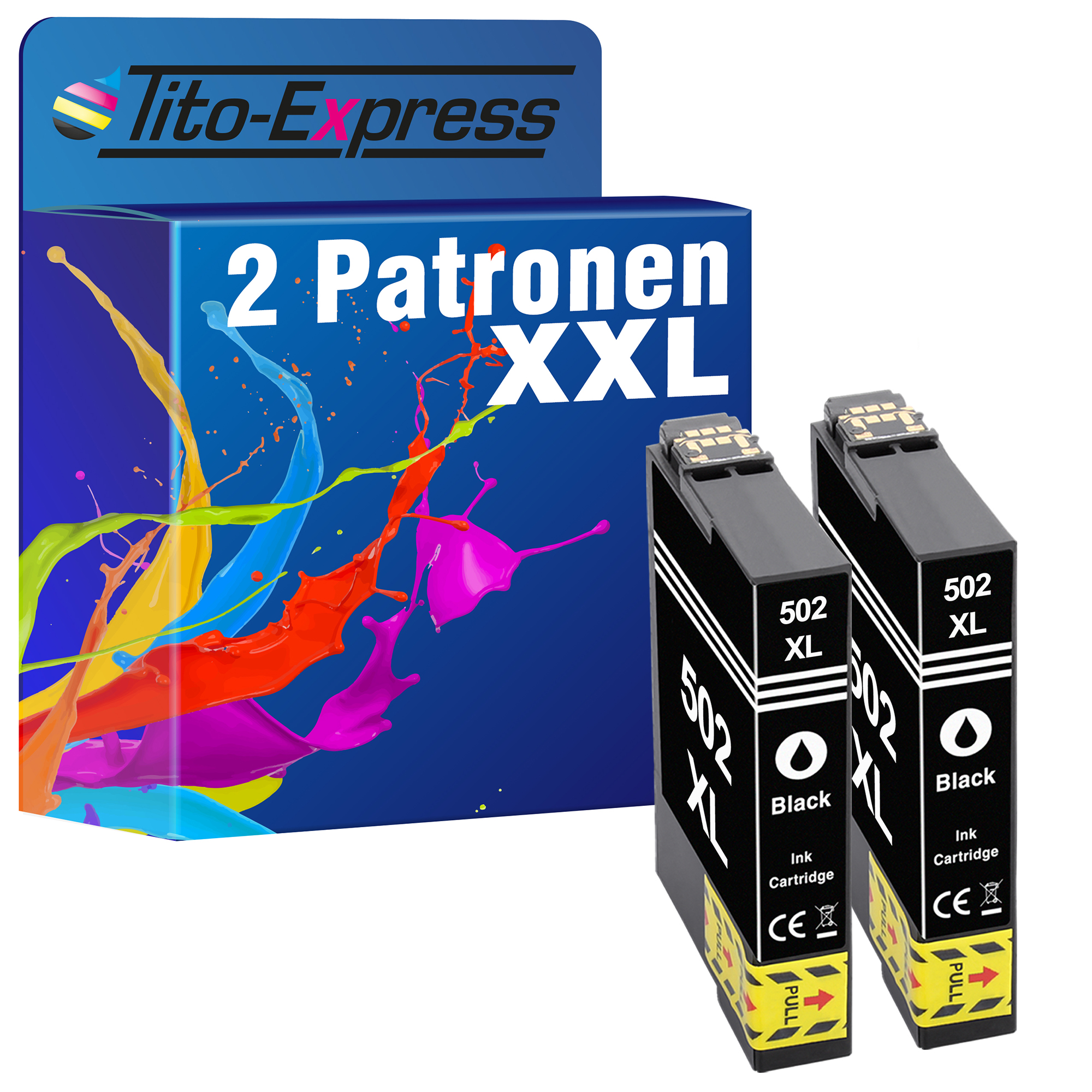 TITO-EXPRESS PLATINUMSERIE 2 Patronen 502 Tintenpatronen Black XL Epson (C13T02W14010) ersetzt
