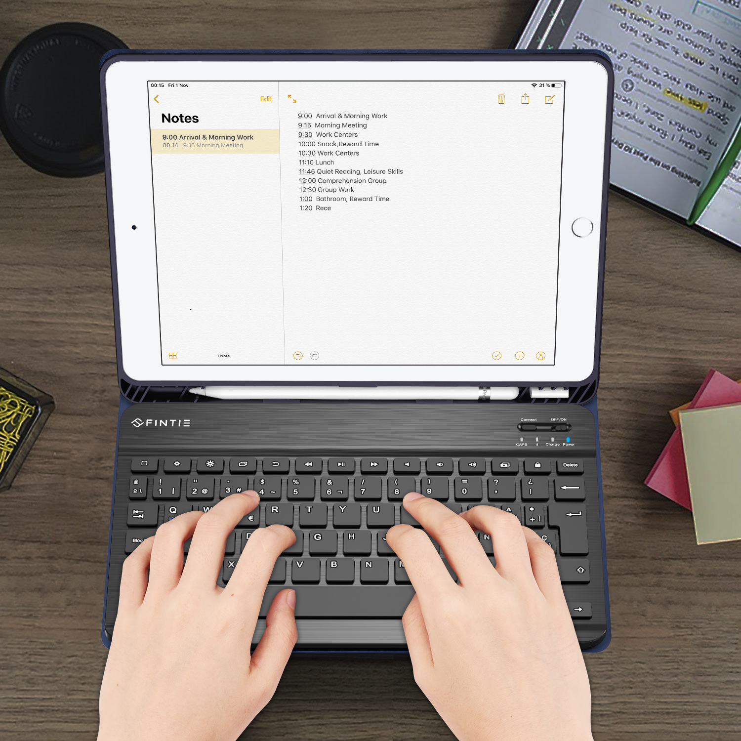 FINTIE Hülle + Tastatur, Zoll Apple, - Generation (9/8/7 Roségold iPad Bookcover, 10.2 2021/2020/2019)