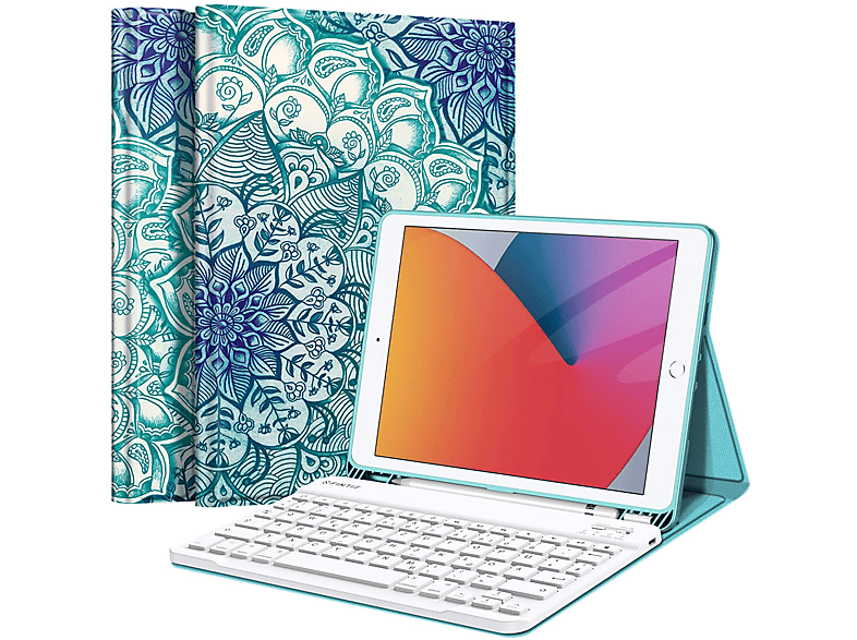 iPad + Bookcover, Hülle Zoll Apple, FINTIE smaragdblau 2021/2020/2019), - Generation 10.2 (9/8/7 Tastatur,