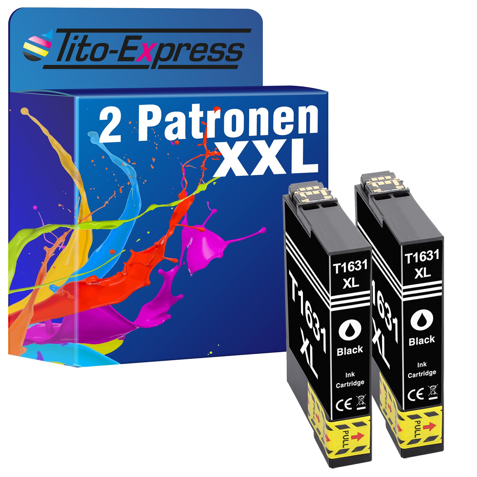 TITO-EXPRESS PLATINUMSERIE 16XL 2 Tintenpatronen Epson T1631 (C13T16314010) ersetzt Black Patrone