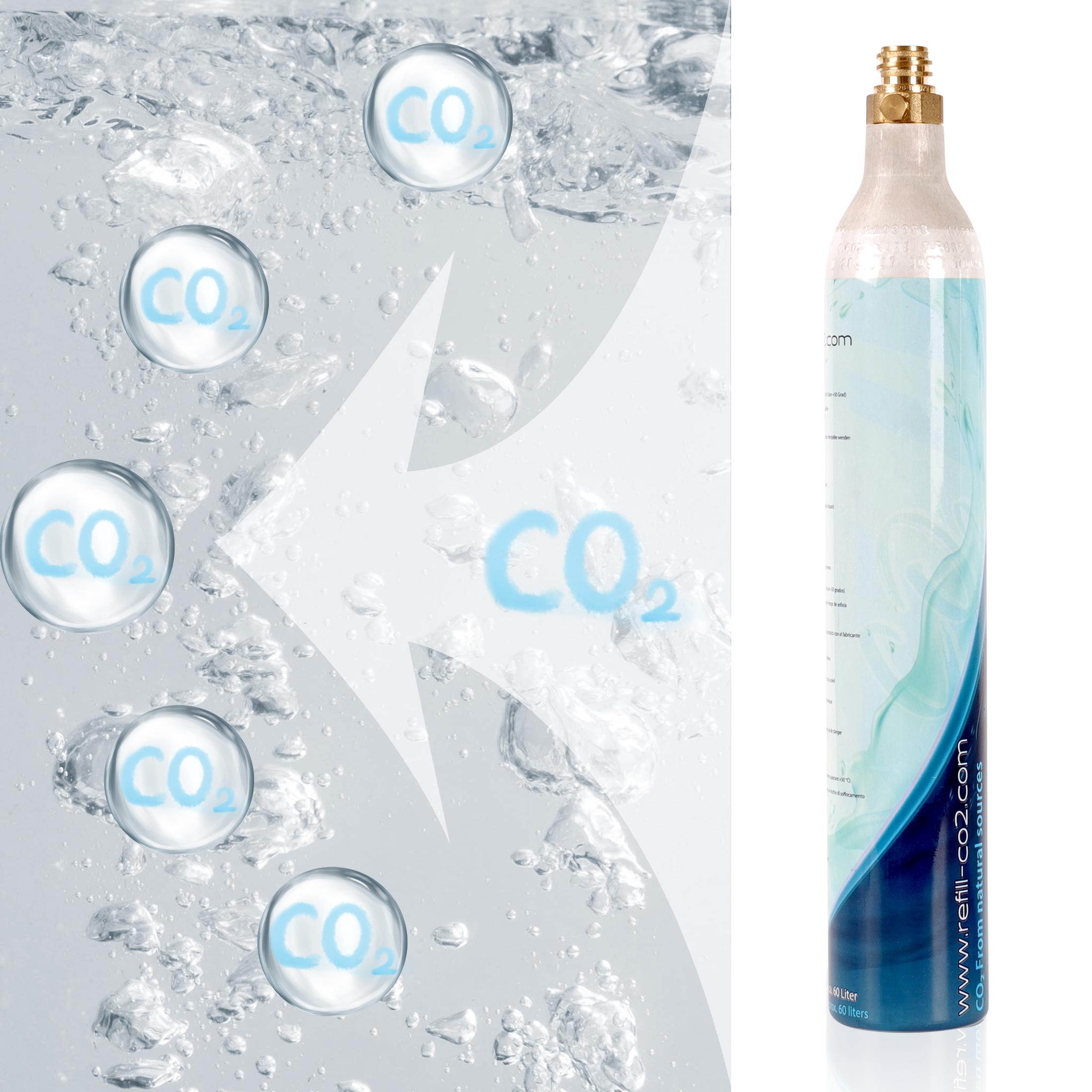 Kohlendioxid mit Set Zylinder Liter 1er CO2 CO2-Zylinder 0,6 ZOOMYO gefüllt