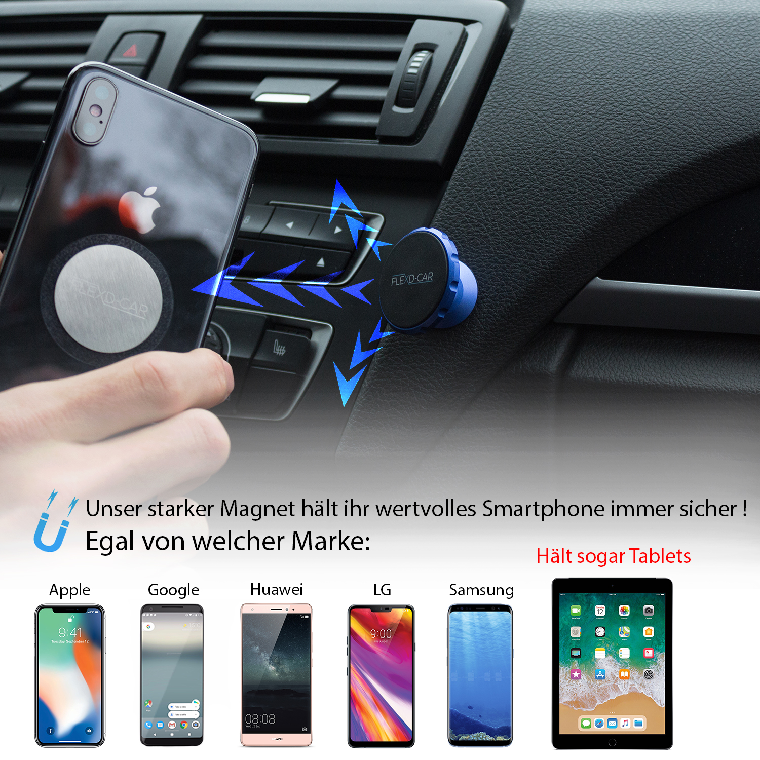 FLEXD-X Magnetische Handyhalterung SILBER Handyhalter, Auto