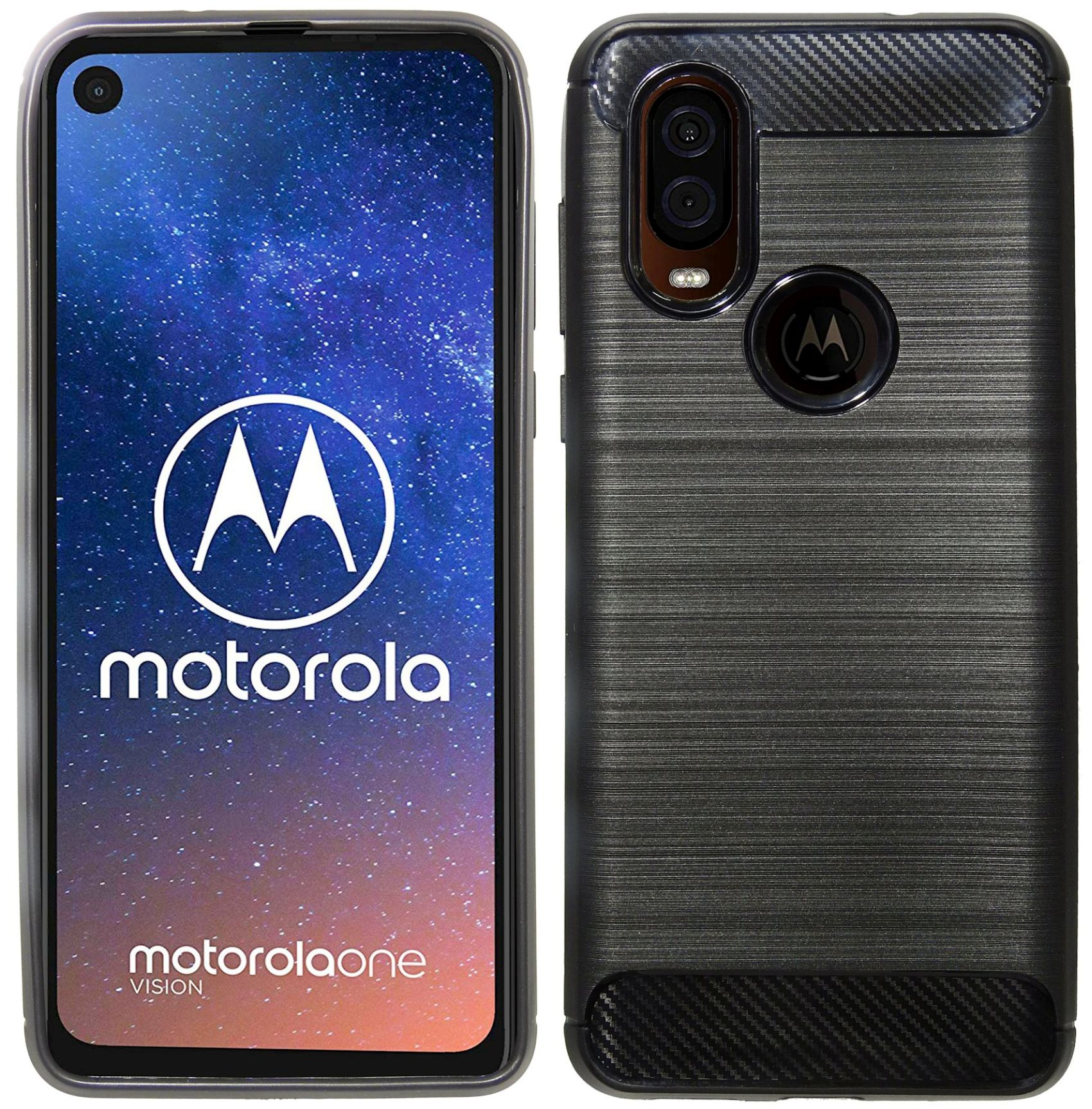 Moto Carbon-Look COFI Bumper, Schwarz Case, Vision, Motorola, One