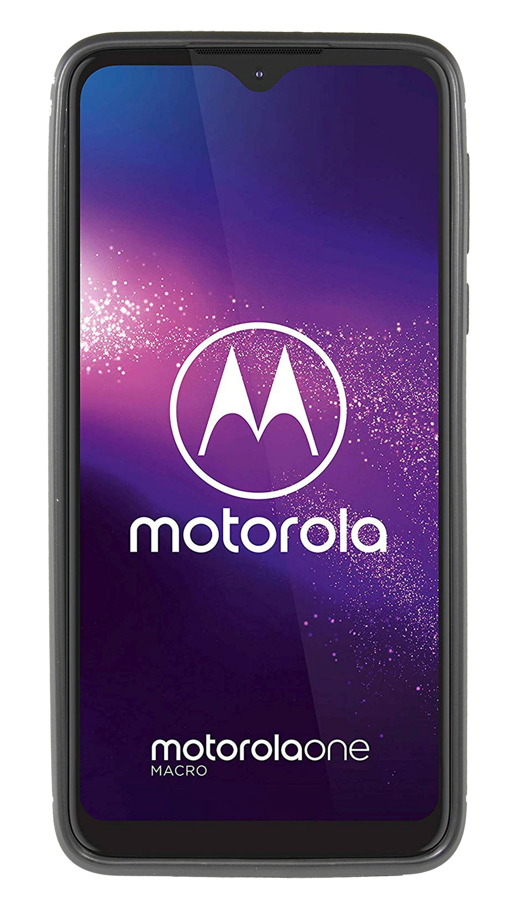 Ein Motorola-Telefon mit dem Markenlogo. Der Bildschirm zeigt einen bunten Hintergrund.