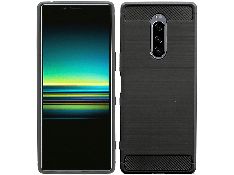 COFI Carbon-Look Case, Bumper, Sony, Xperia 1, Schwarz