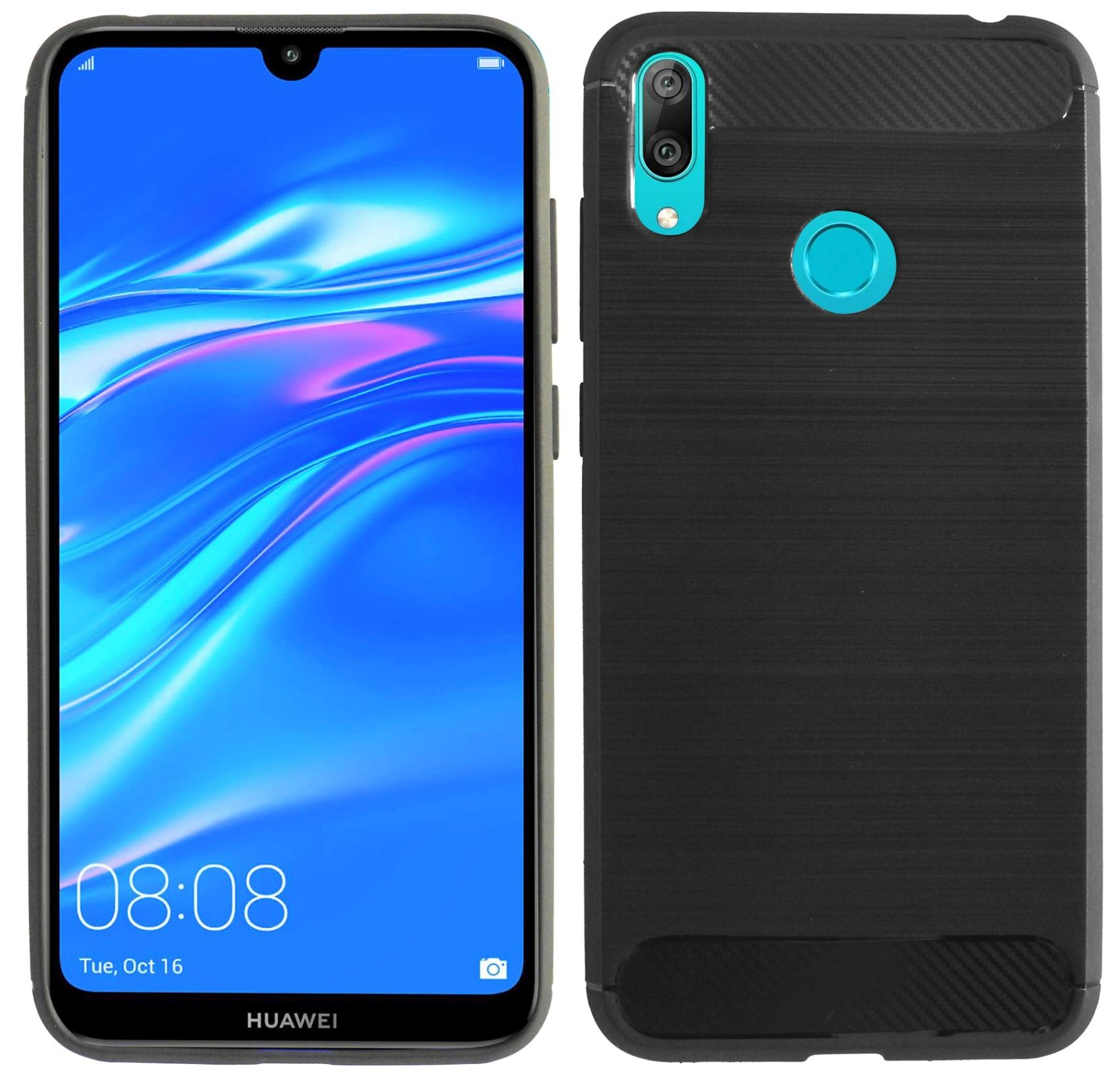 Huawei, Carbon-Look COFI Bumper, 2019, Schwarz Y7 Case,