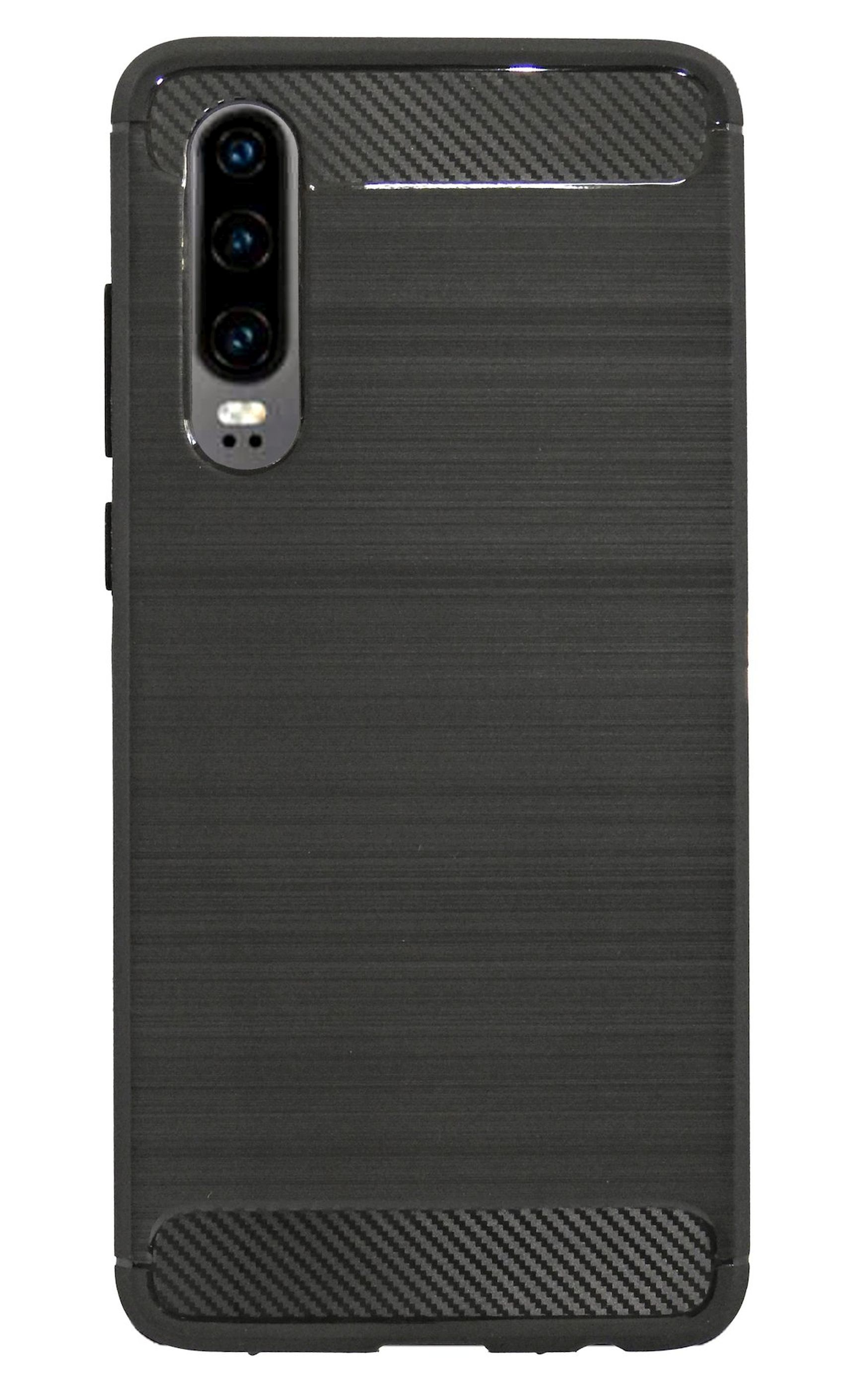 Bumper, COFI Huawei, P30, Case, Schwarz Carbon-Look
