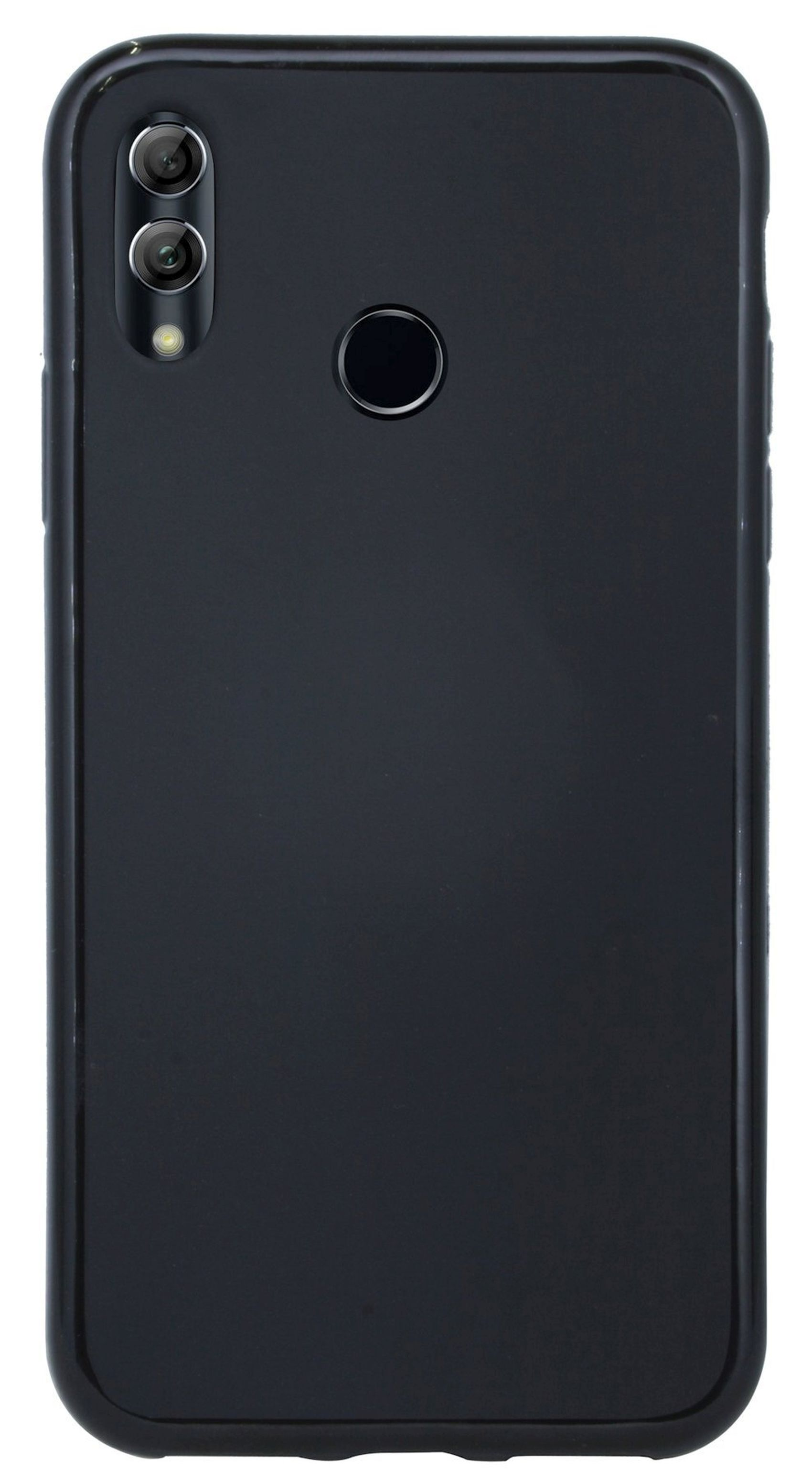 Schwarze Telefonrückseite. Kameralinsen und Fingerabdrucksensor. Schwarzer Hintergrund.