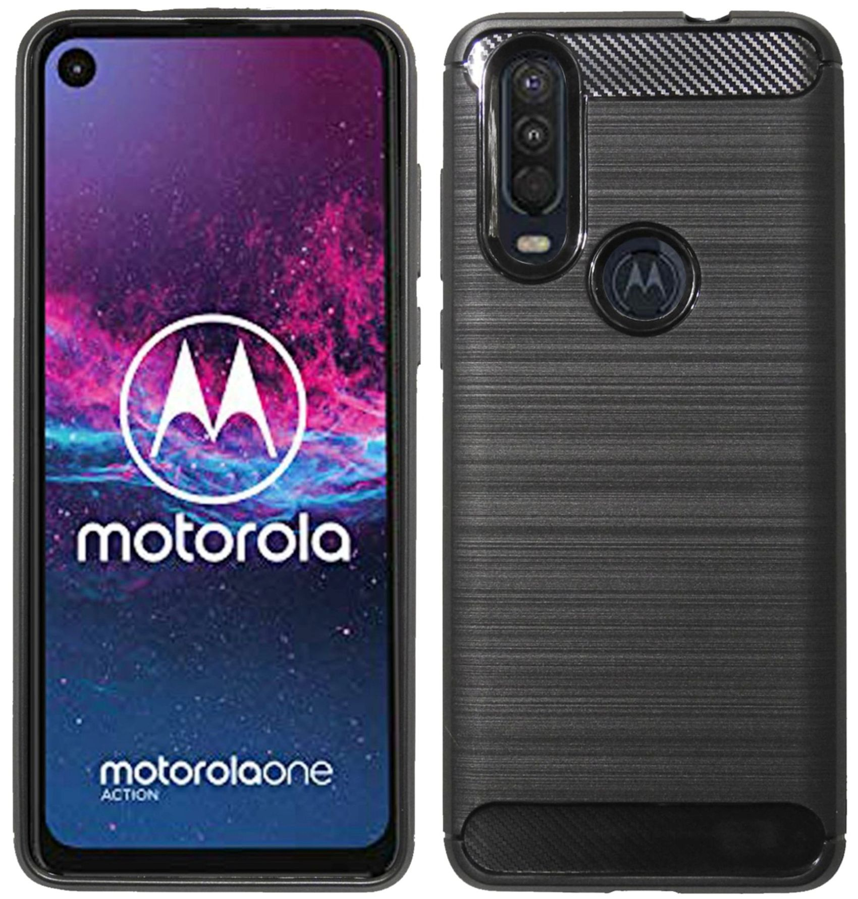 Motorola, Action, One Case, Schwarz COFI Bumper, Carbon-Look Moto