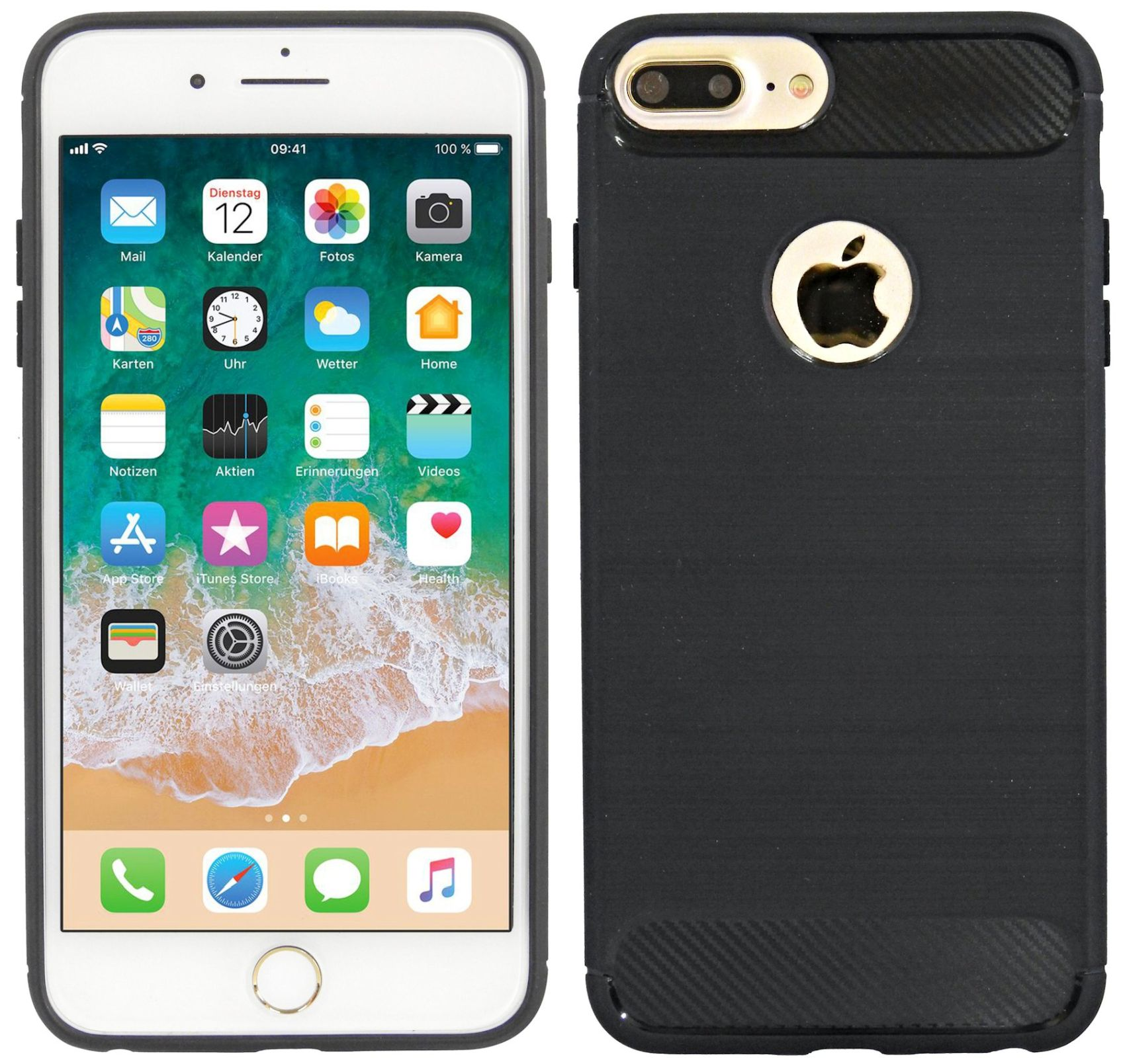 COFI Carbon-Look Case, Bumper, Apple, Plus, 7 iPhone Schwarz