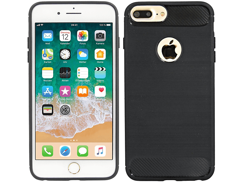 COFI Carbon-Look Case, Bumper, Apple, iPhone 7 Plus, Schwarz