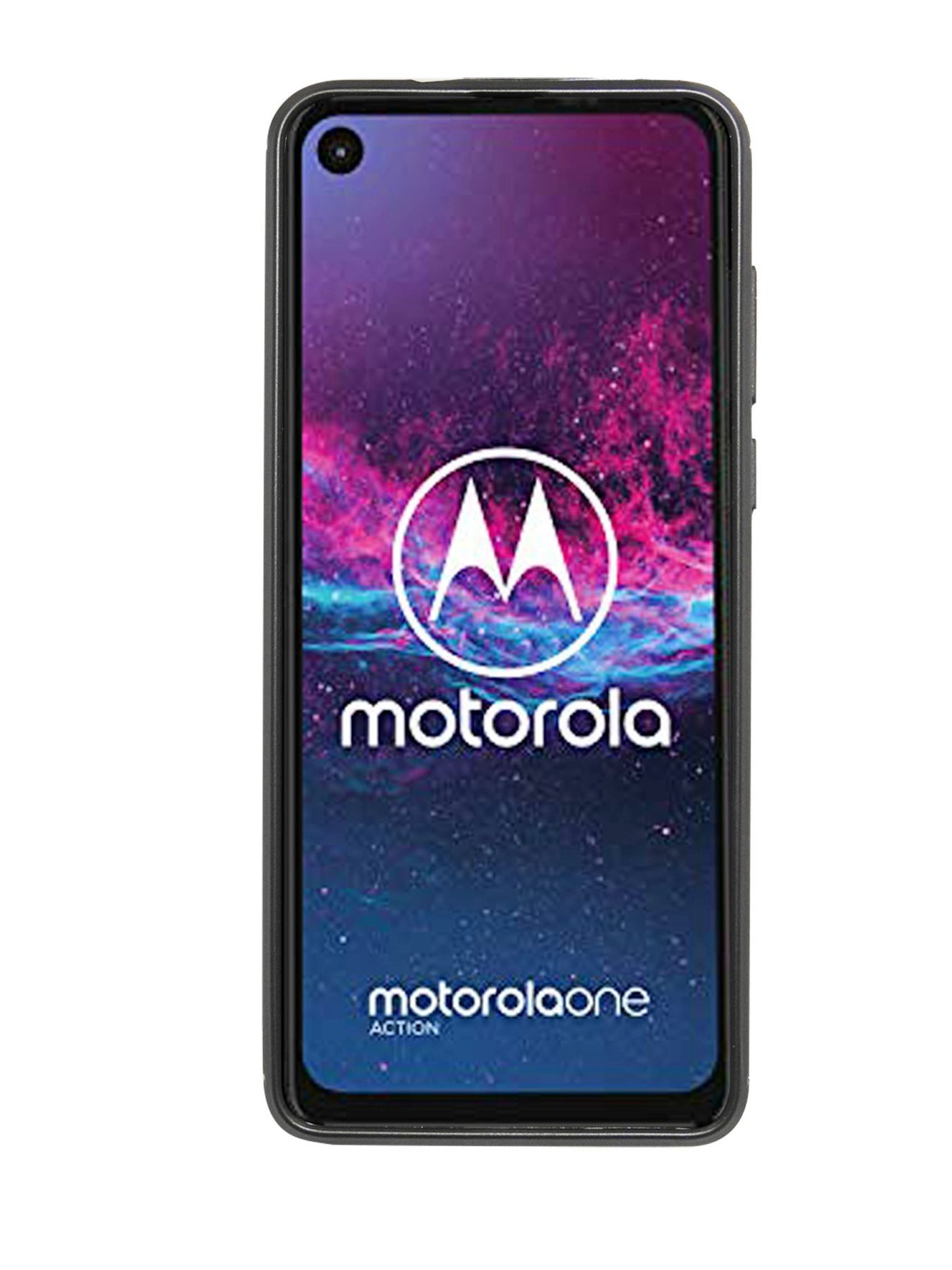 COFI Moto Motorola, One Action, Case, Schwarz Carbon-Look Bumper,
