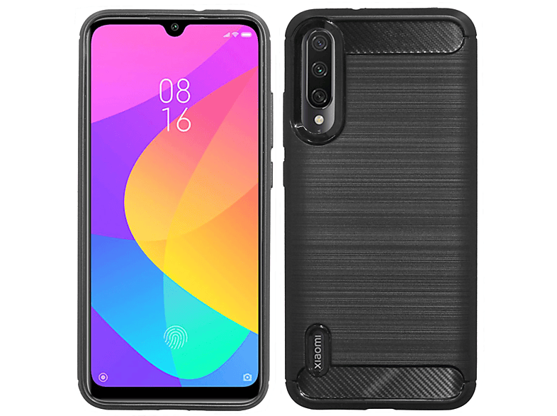 COFI Carbon-Look Case, Schwarz Bumper, Xiaomi, Mi A3