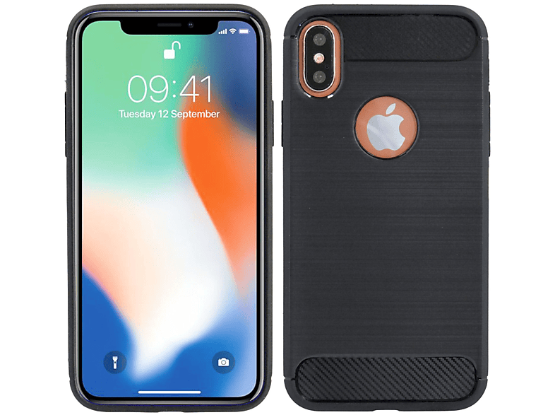 Schwarz iPhone XS, Carbon-Look COFI Case, Bumper, Apple,