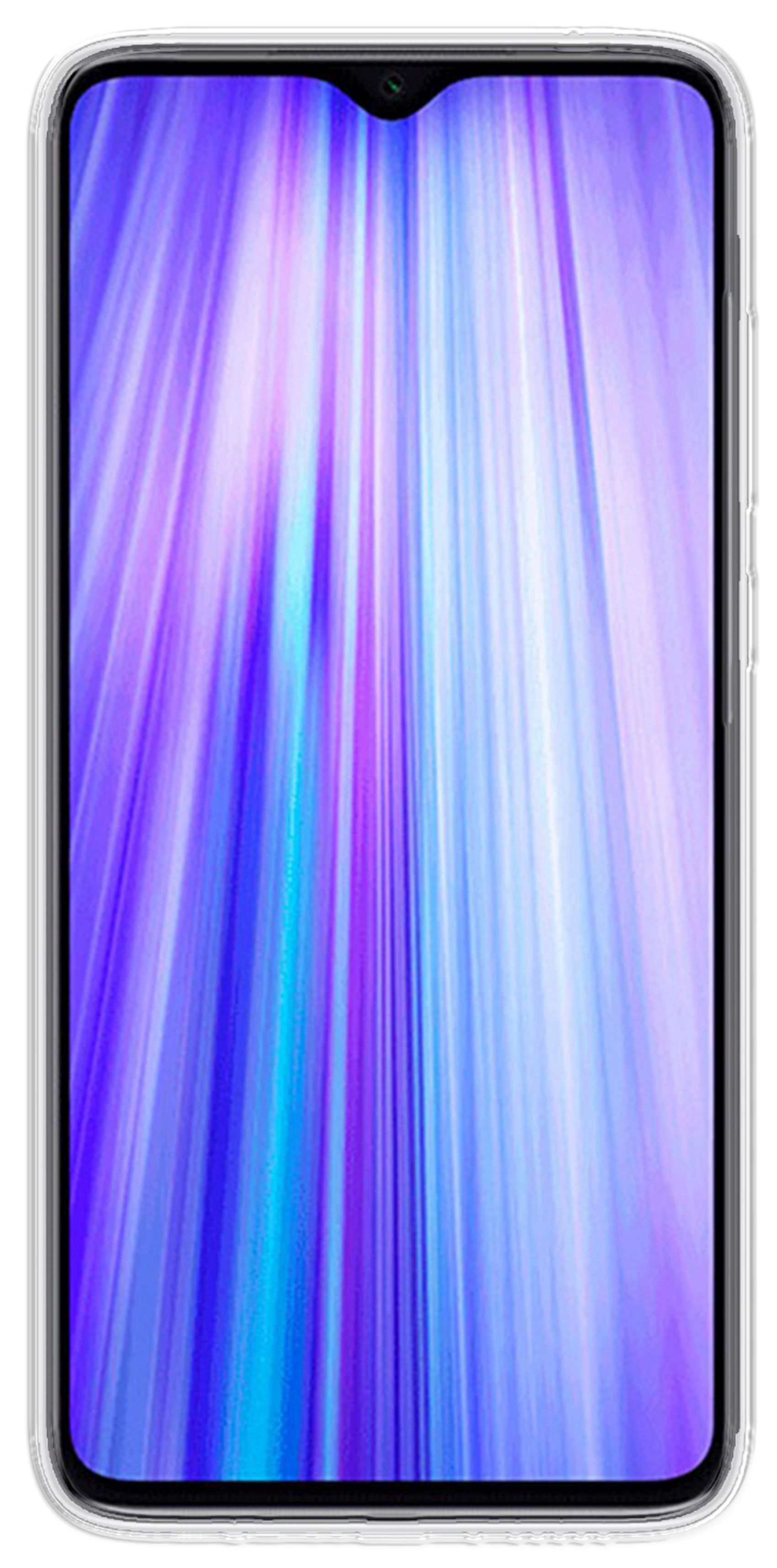 Ein Smartphone mit einem lila und blauen Farbverlauf. Es hat einen schwarzen Rahmen und eine Frontkamera.