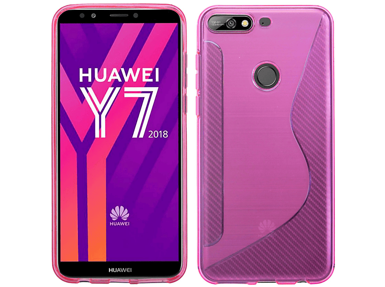 HUAWEI Y7 Huawei, SchutzHülle Cover Hülle Rosa Case Silikonschale in 2018, Pink, Bumper Zubehör Bumper, TPU Y7 COFI 2018//S-Line Silikon