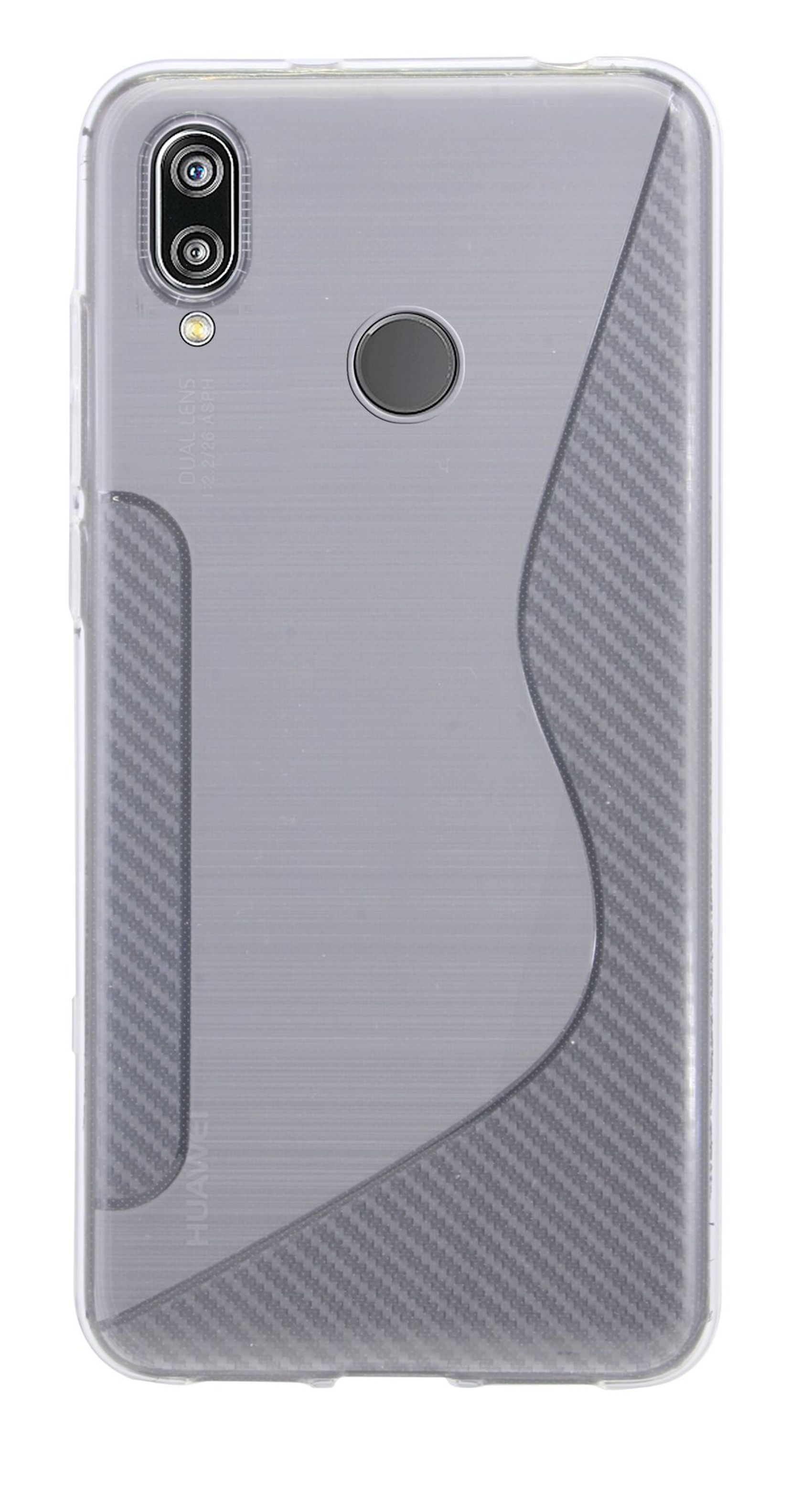 Eine transparente Handyhülle mit strukturiertem Design auf der Rückseite.