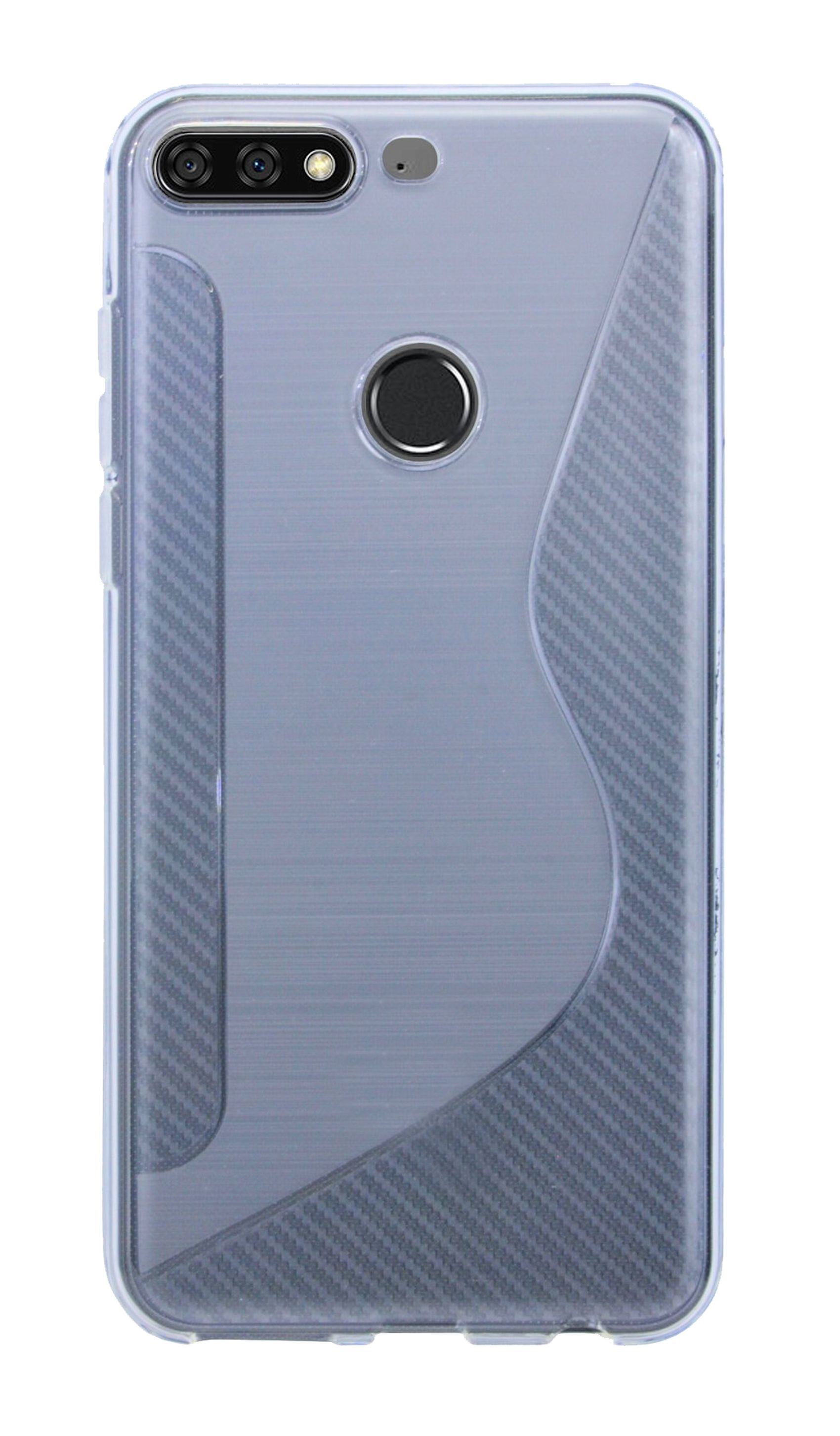 Transparente Handyhülle mit wellenförmigem Design und Kameraausschnitt. Telefon nicht sichtbar.
